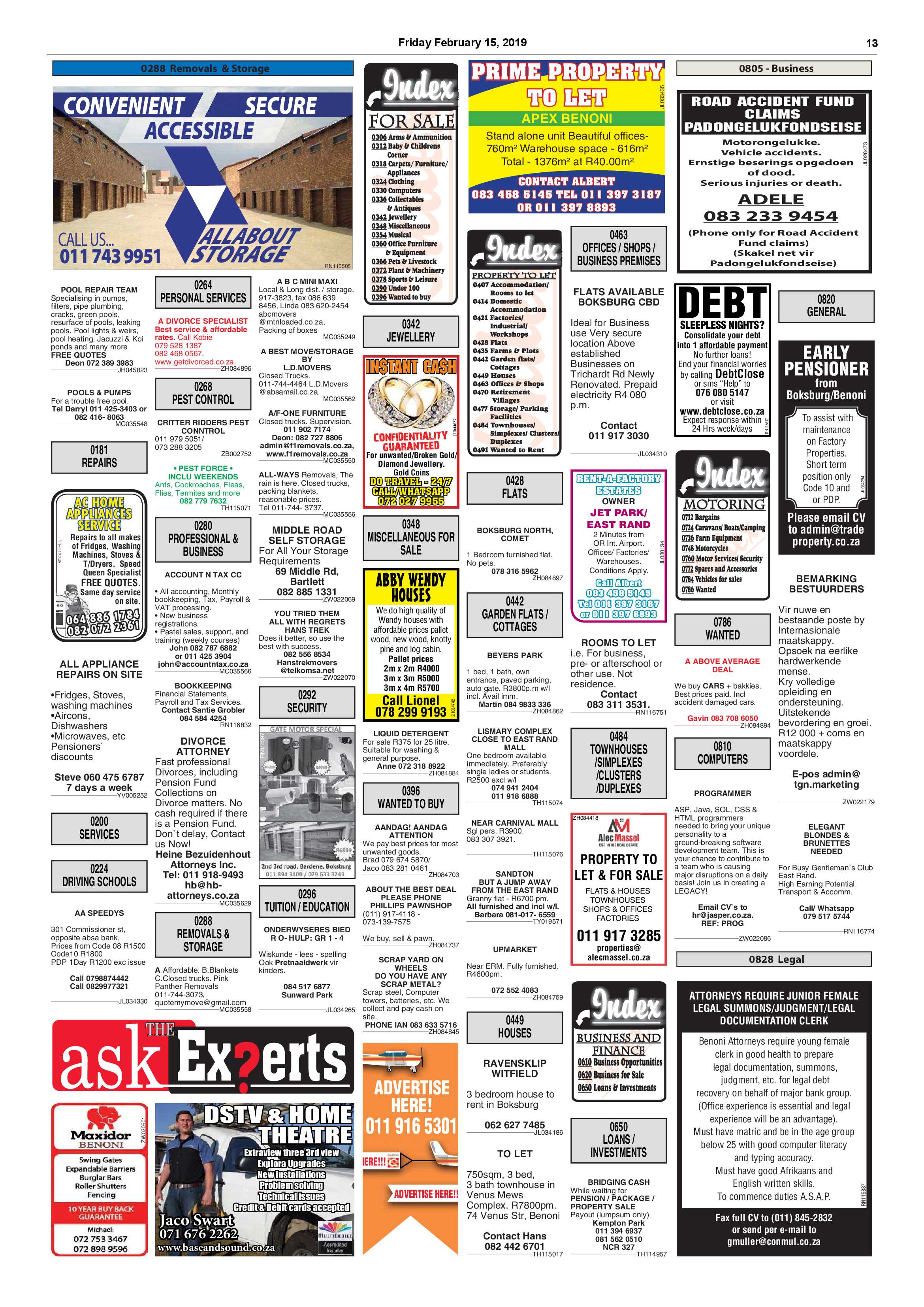 Boksburg Advertiser 12 February 2019 page 13
