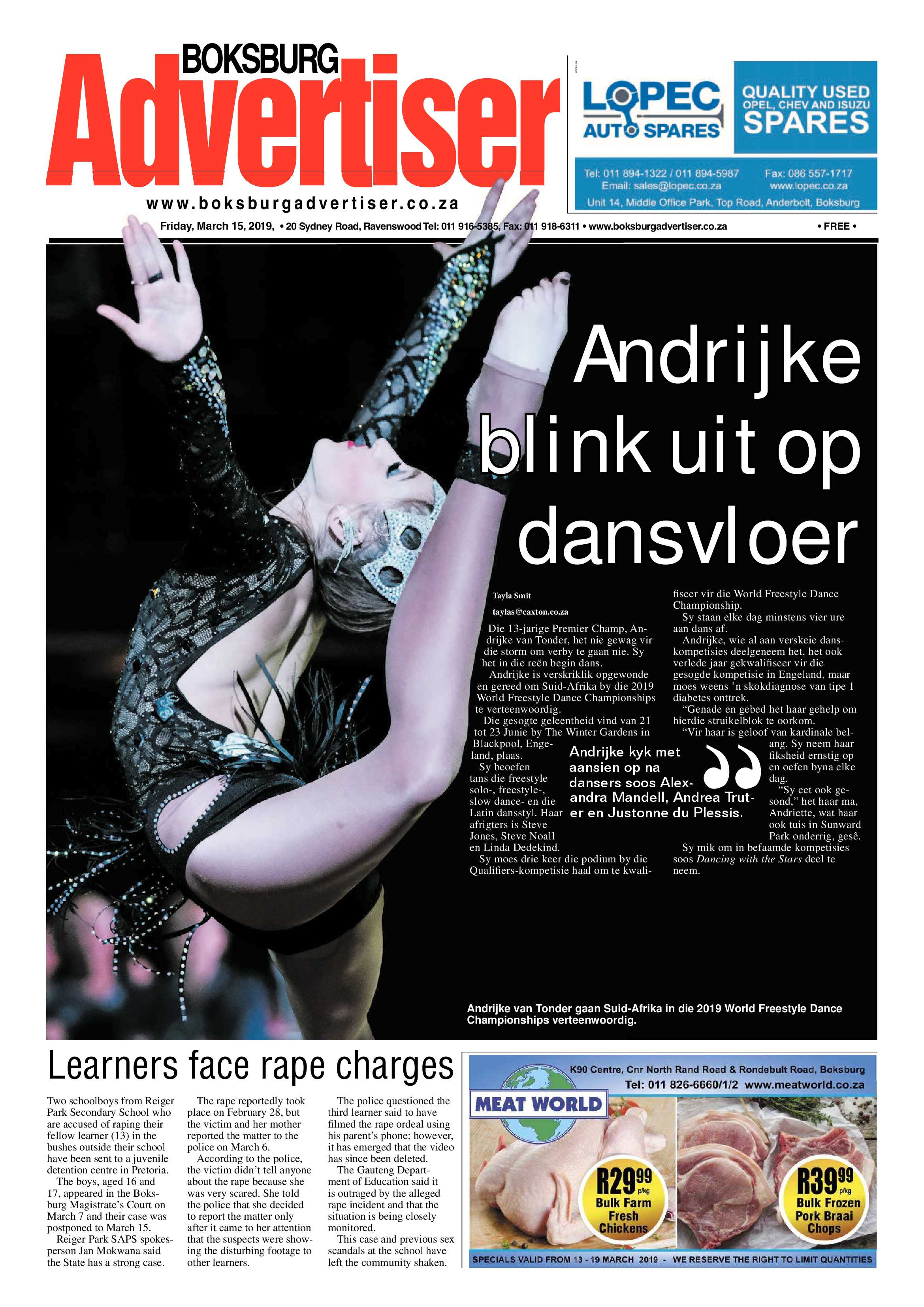 Boksburg Advertiser 12 March 2019 page 1