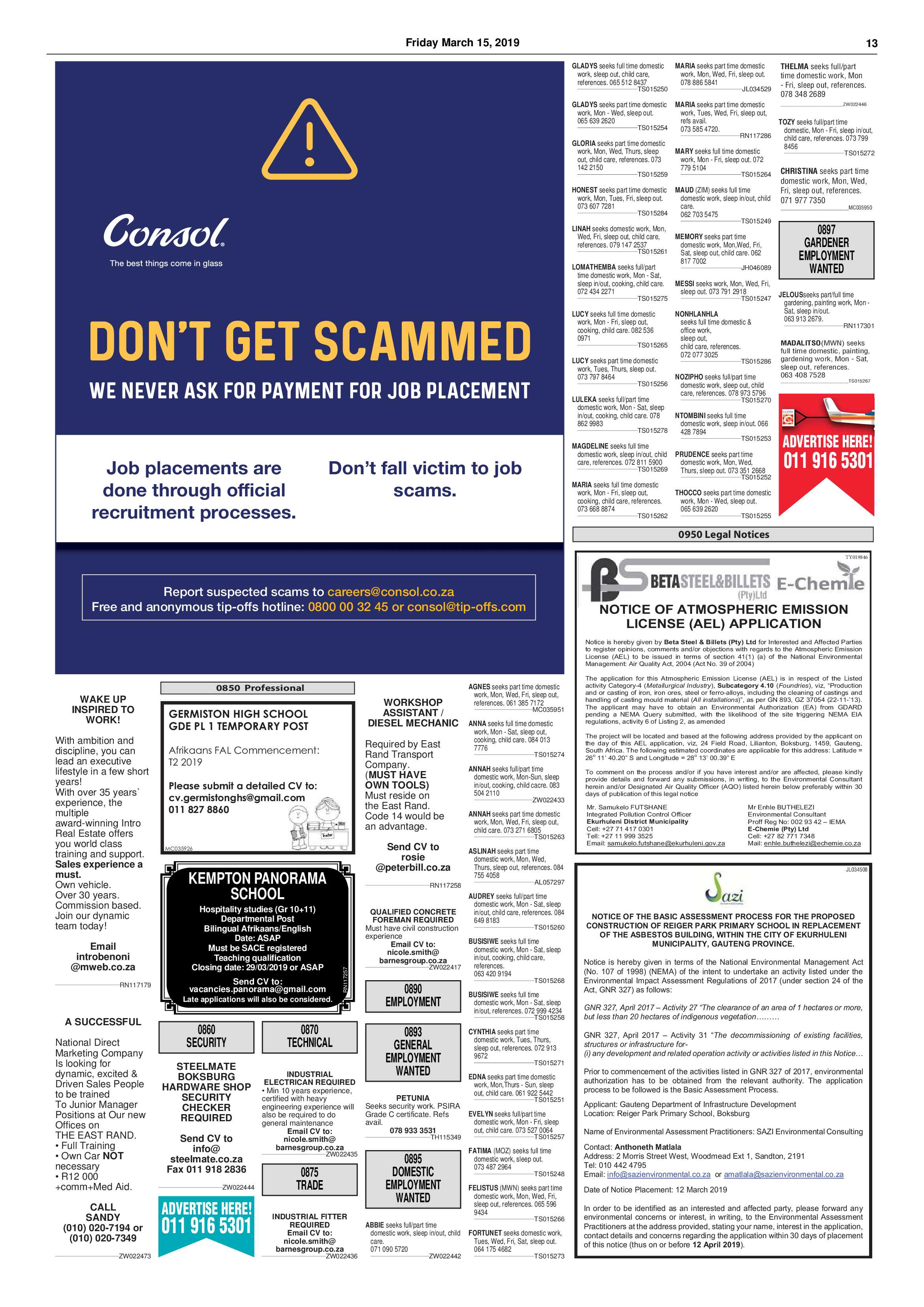 Boksburg Advertiser 12 March 2019 page 13