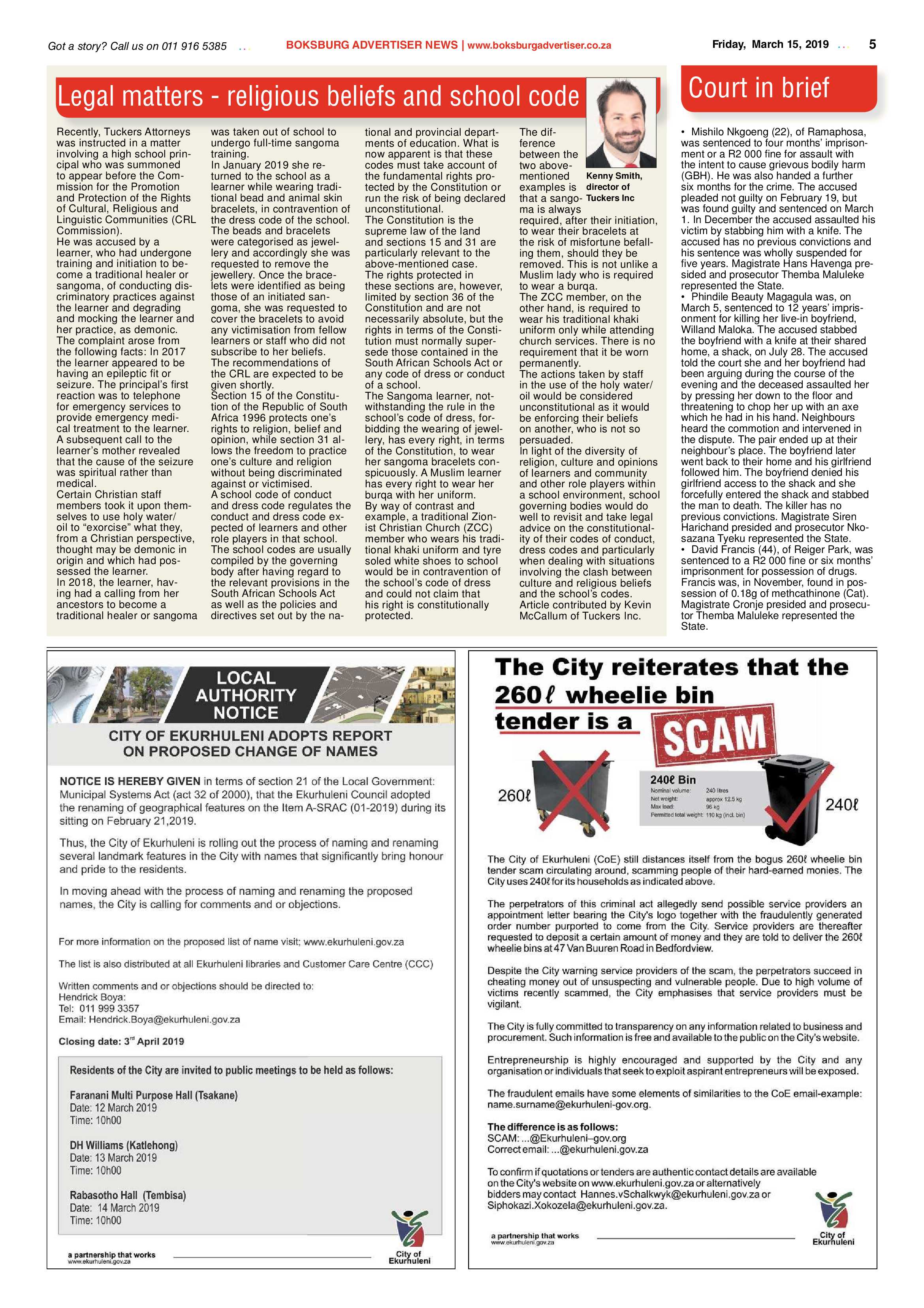 Boksburg Advertiser 12 March 2019 page 5