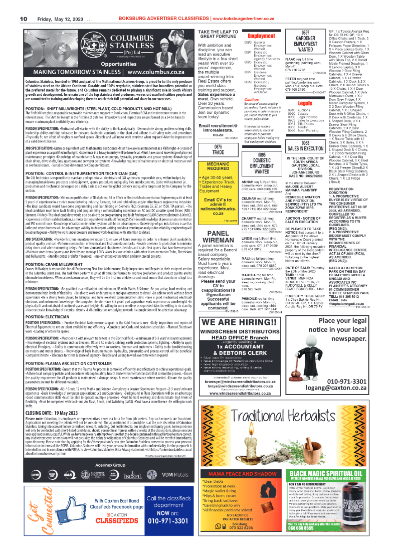Boksburg Advertiser 12 May 2023 page 10