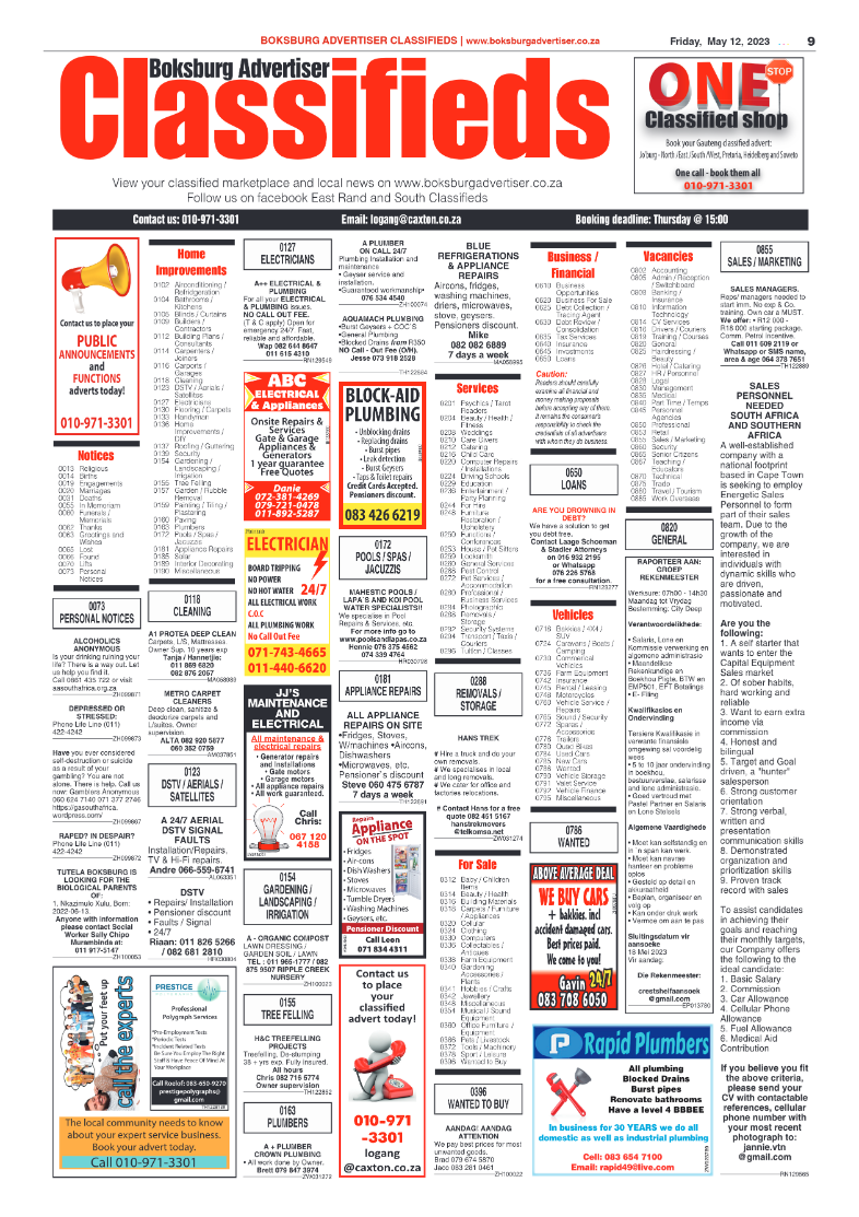 Boksburg Advertiser 12 May 2023 page 9