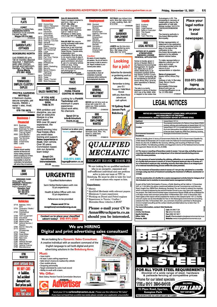 Boksburg Advertiser 12 November 2021 page 11