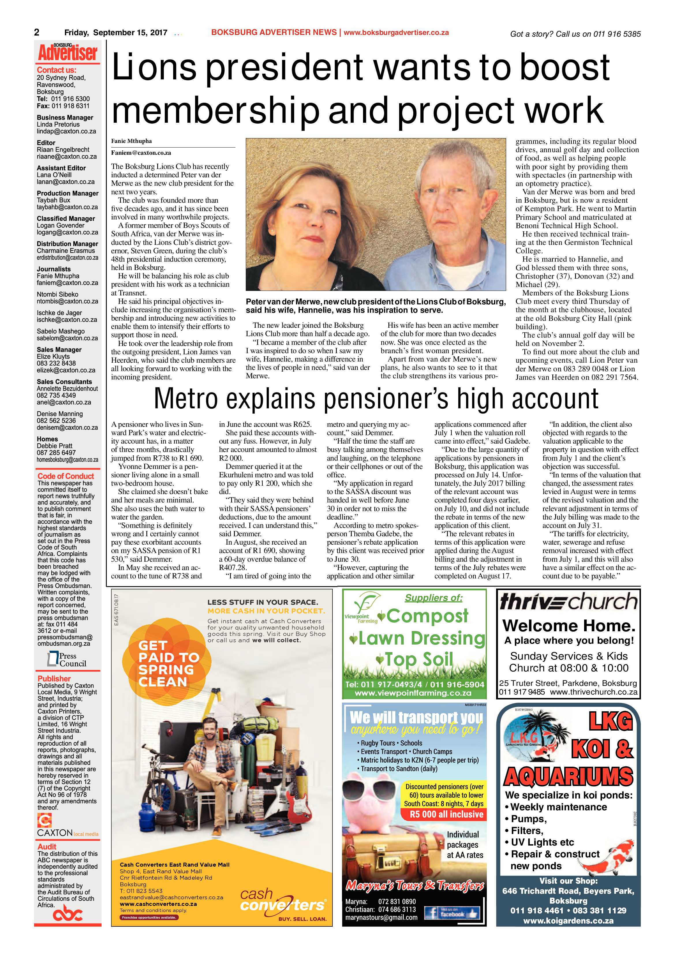 Boksburg Advertiser 12 September 2017 page 2