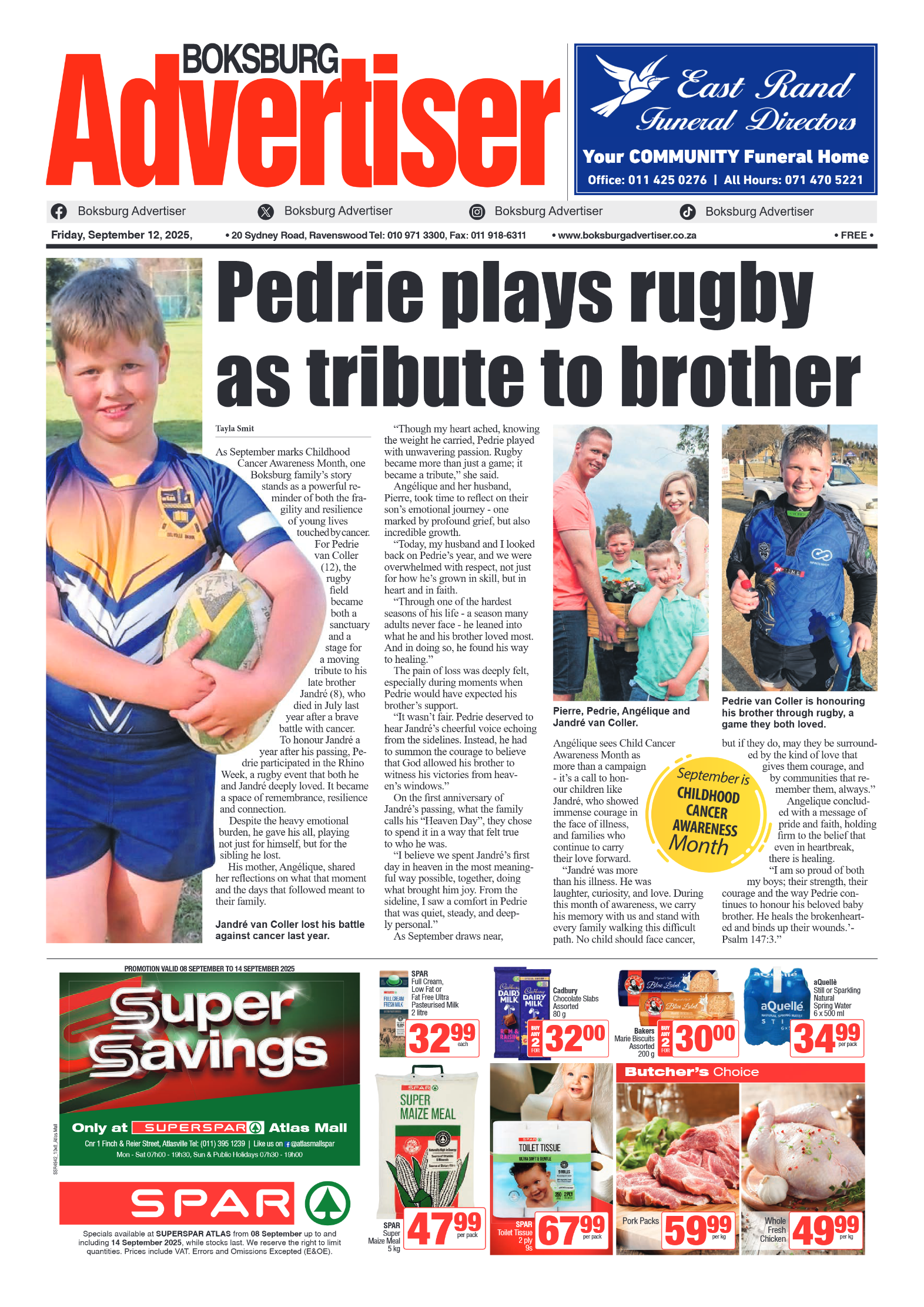 Boksburg Advertiser 12 September 2025 page 1