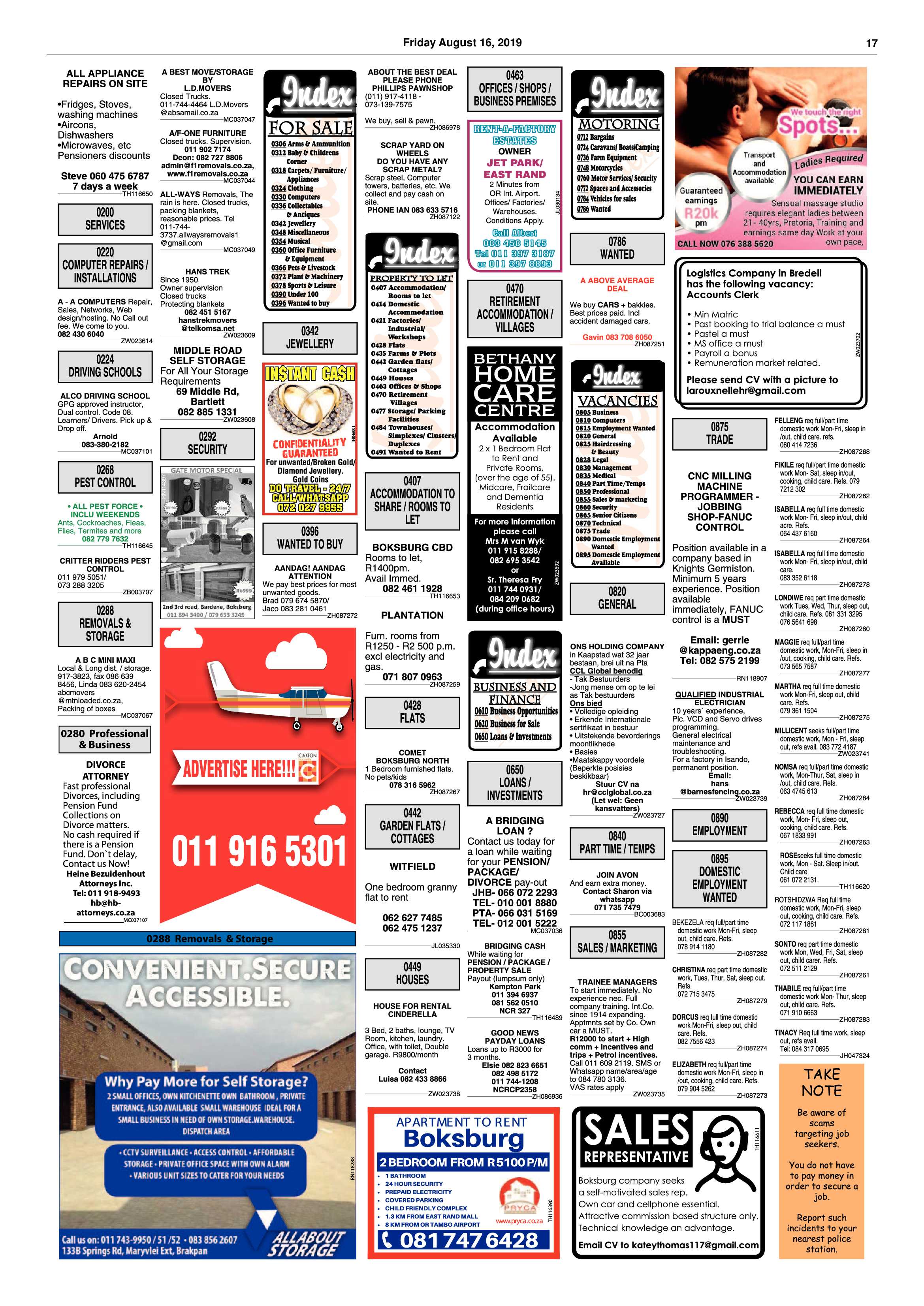 Boksburg Advertiser 13 August 2019 page 17