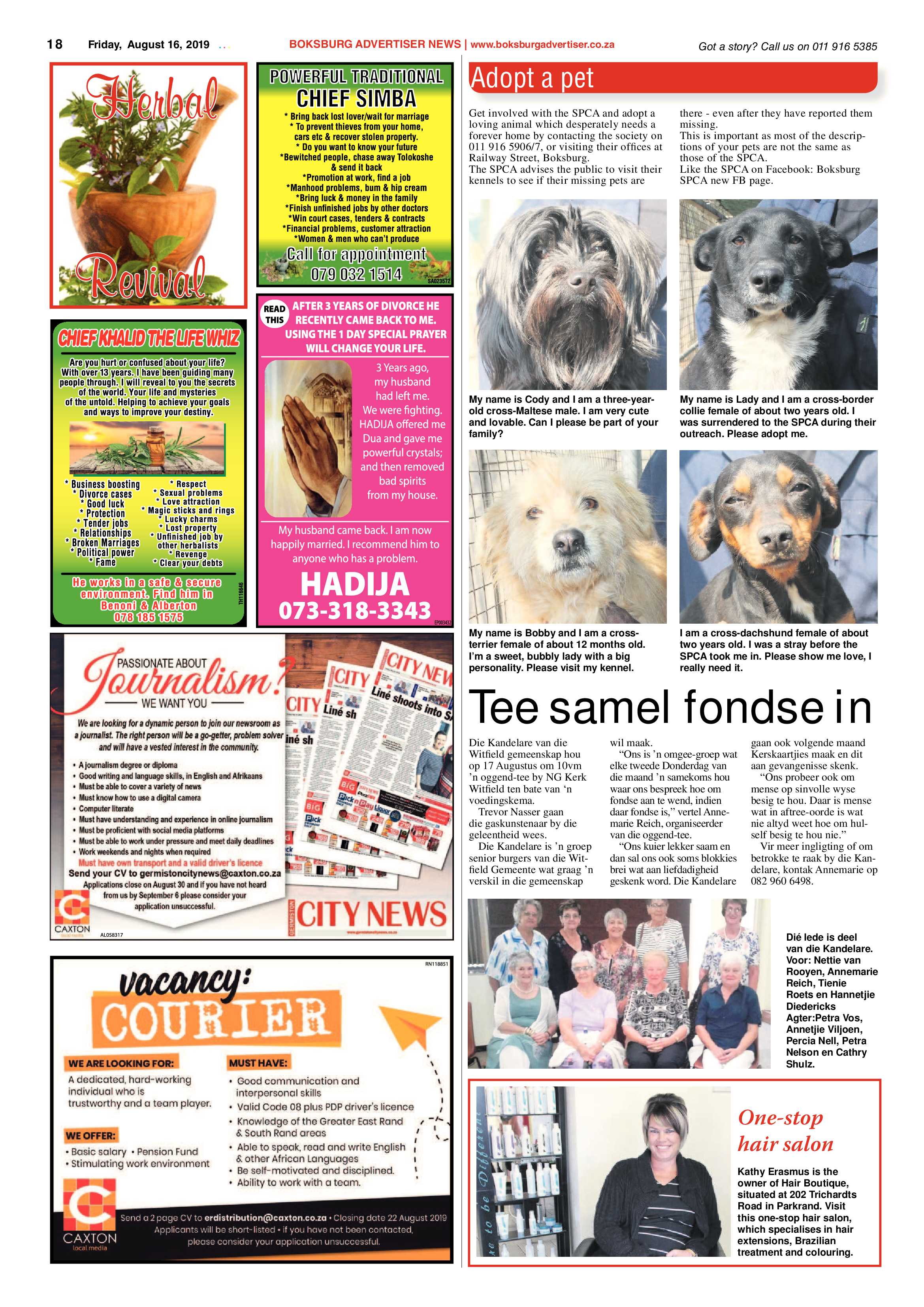 Boksburg Advertiser 13 August 2019 page 18