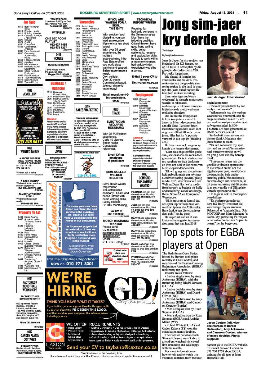 Boksburg Advertiser 13 August 2021 page 11