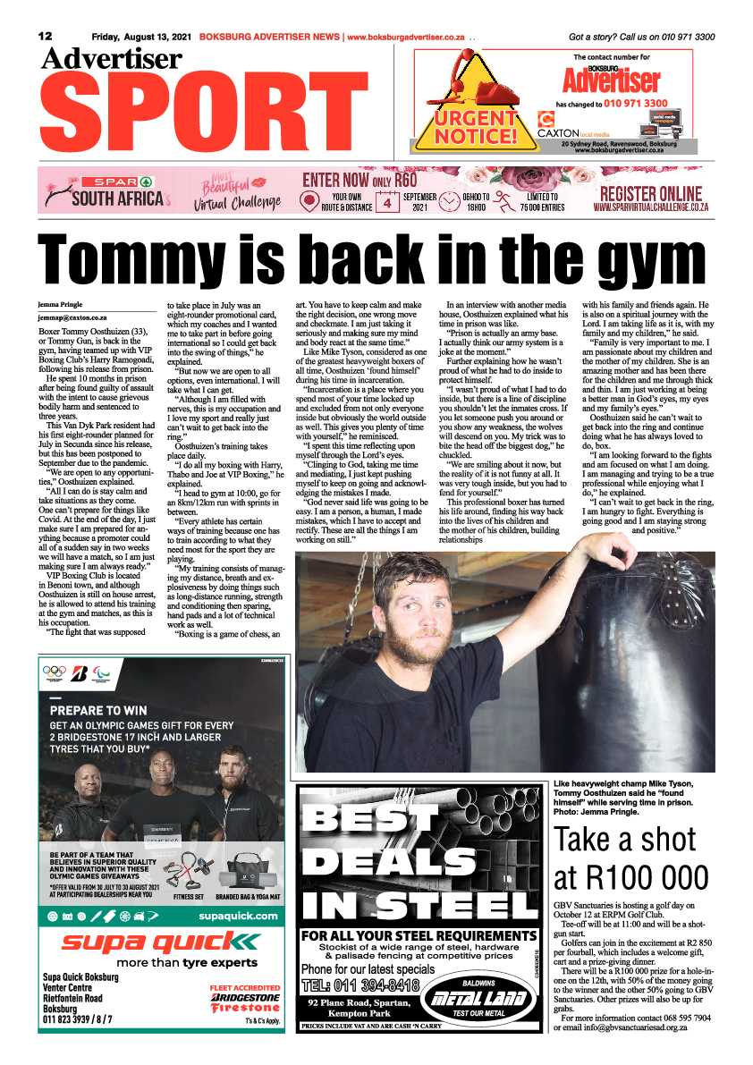 Boksburg Advertiser 13 August 2021 page 12