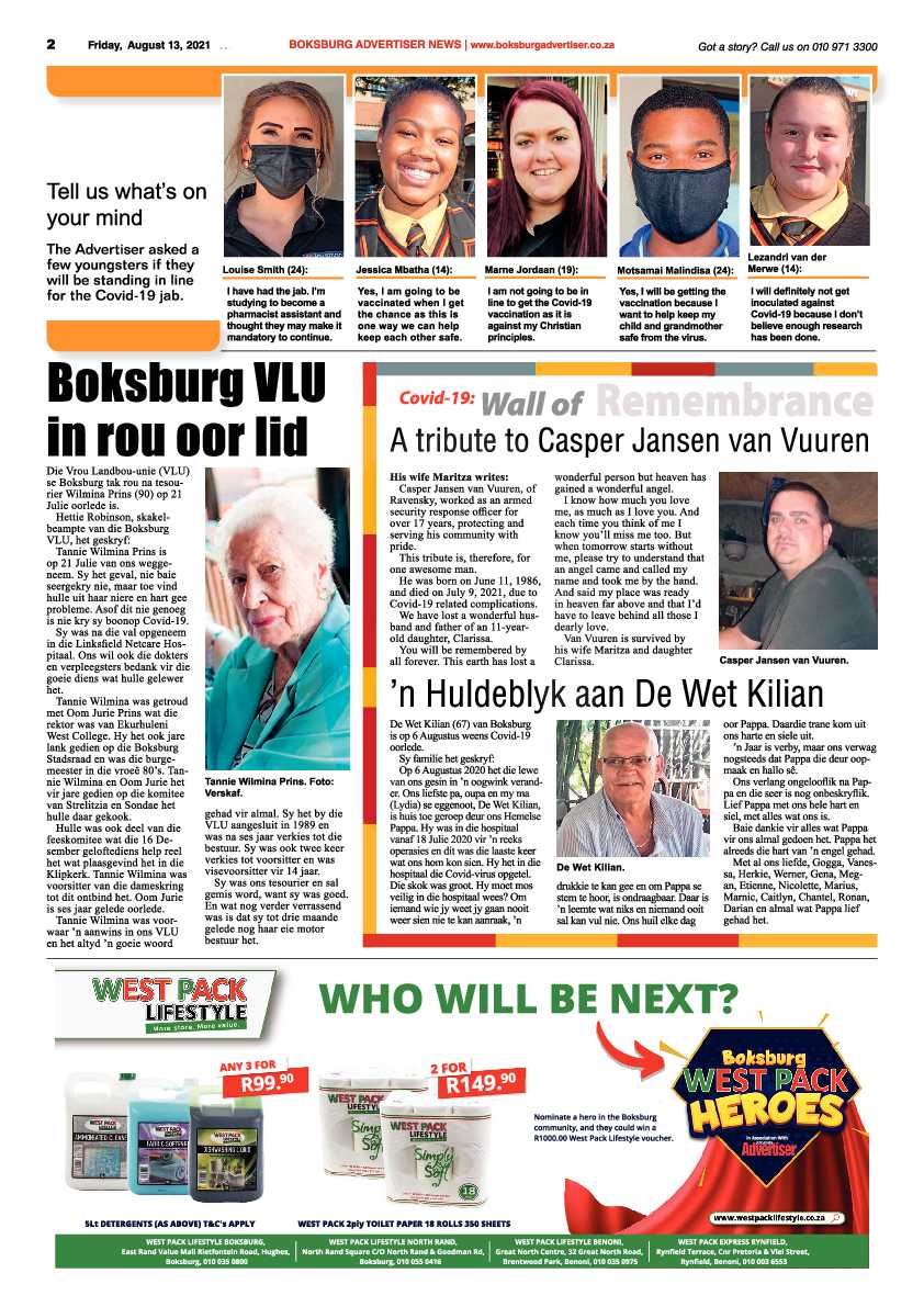 Boksburg Advertiser 13 August 2021 page 2