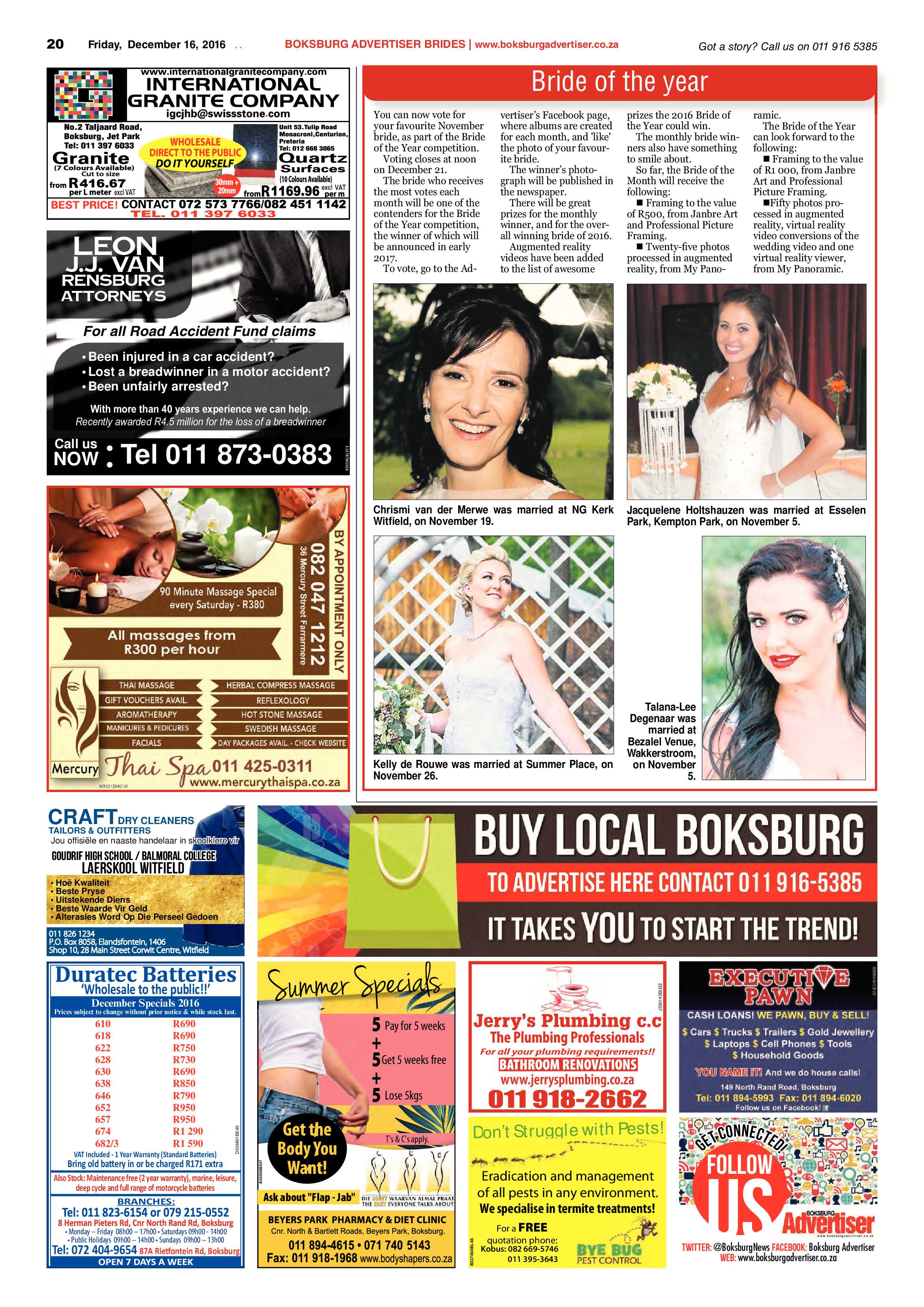 Boksburg Advertiser 13 December 2016 page 20