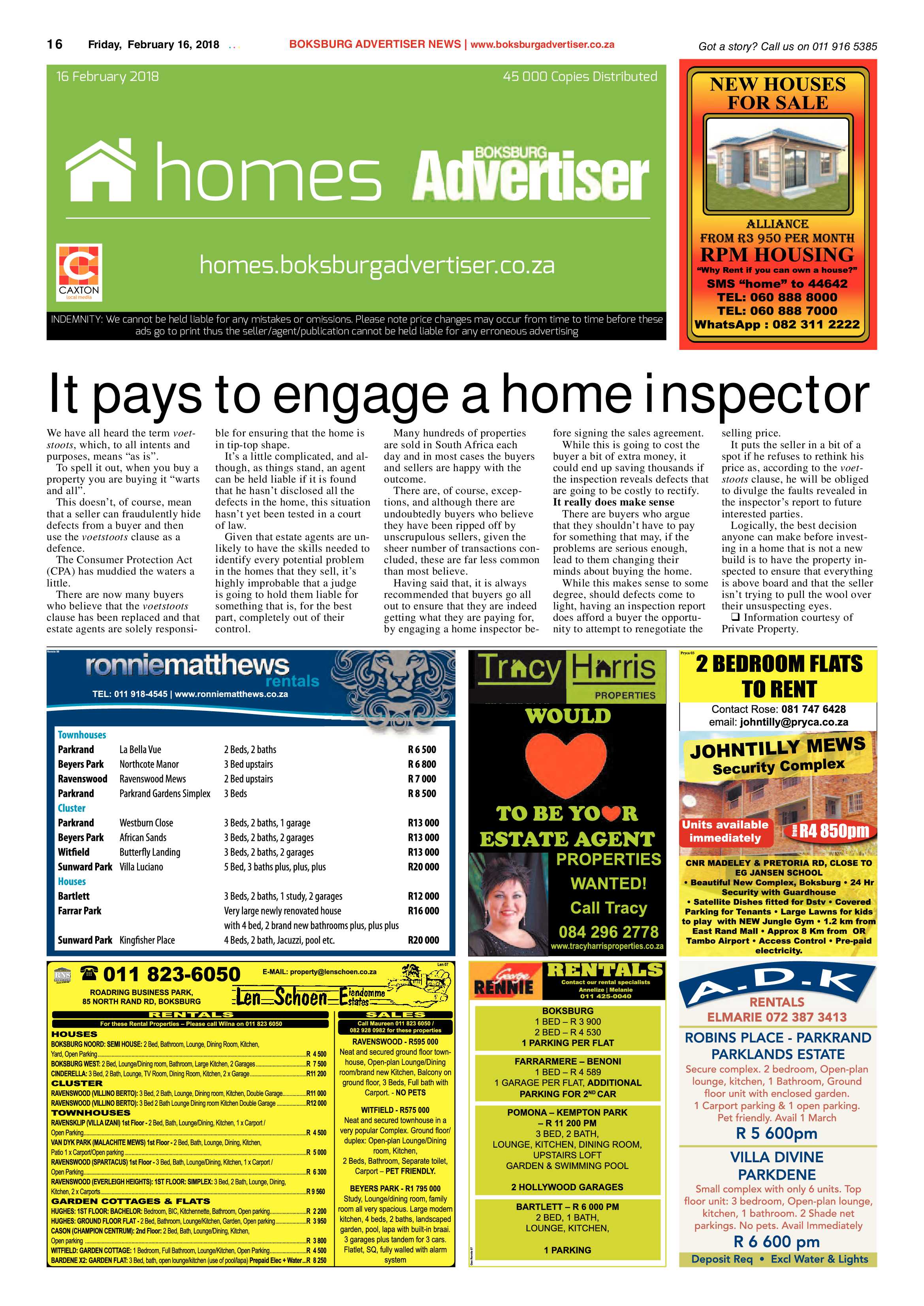 Boksburg Advertiser 13 February 2018 page 16