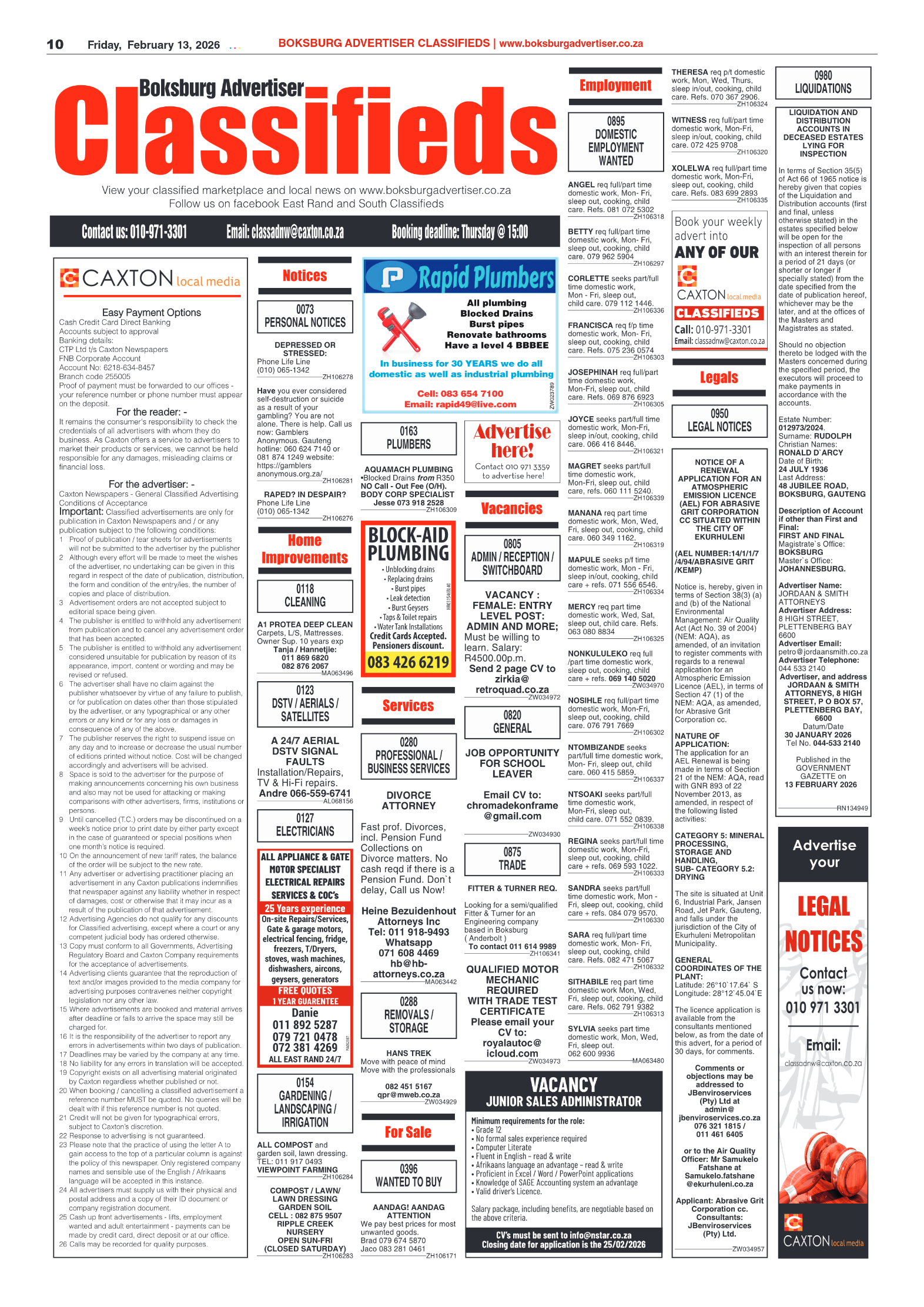 Boksburg Advertiser 13 February 2026 page 12
