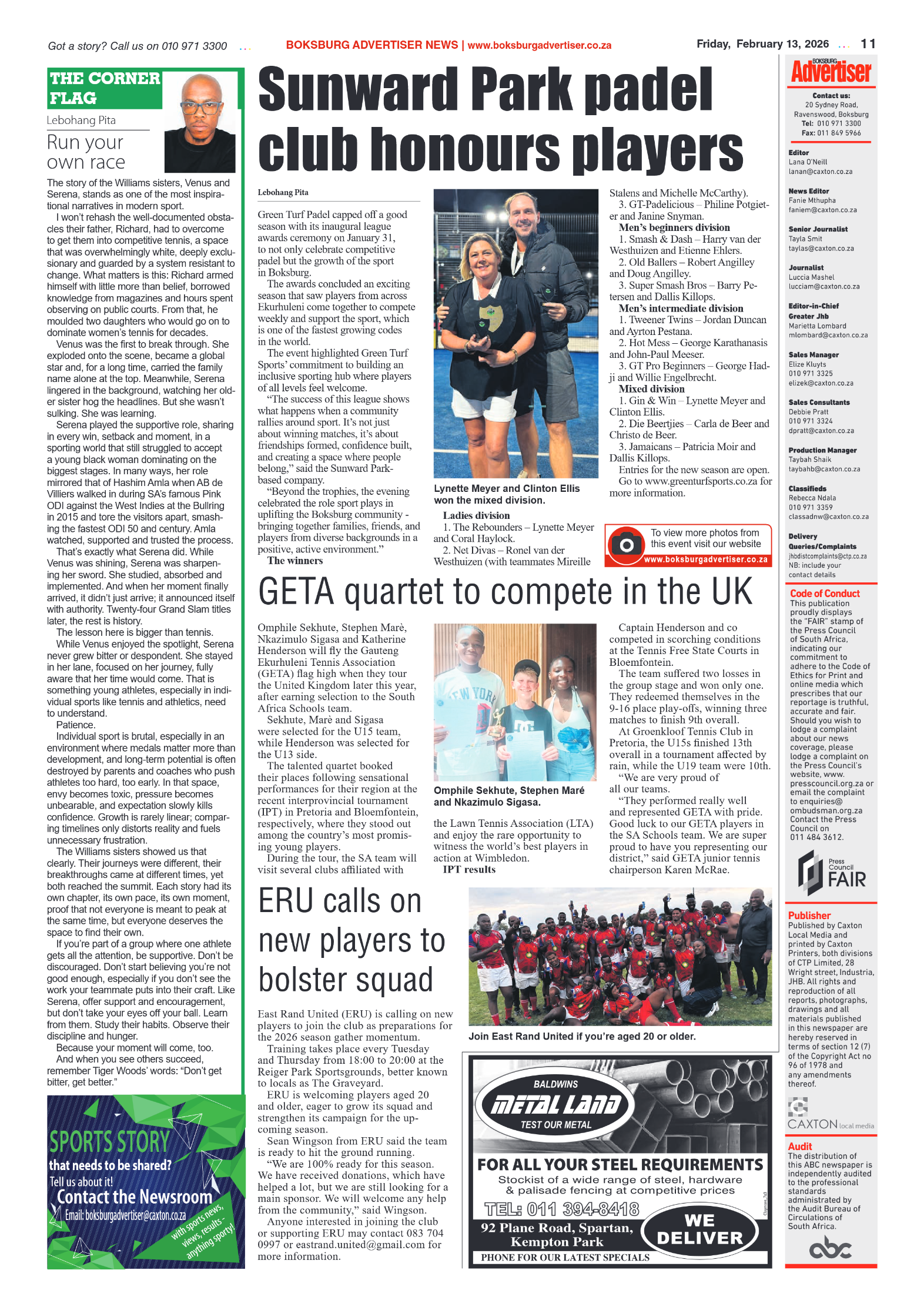 Boksburg Advertiser 13 February 2026 page 13