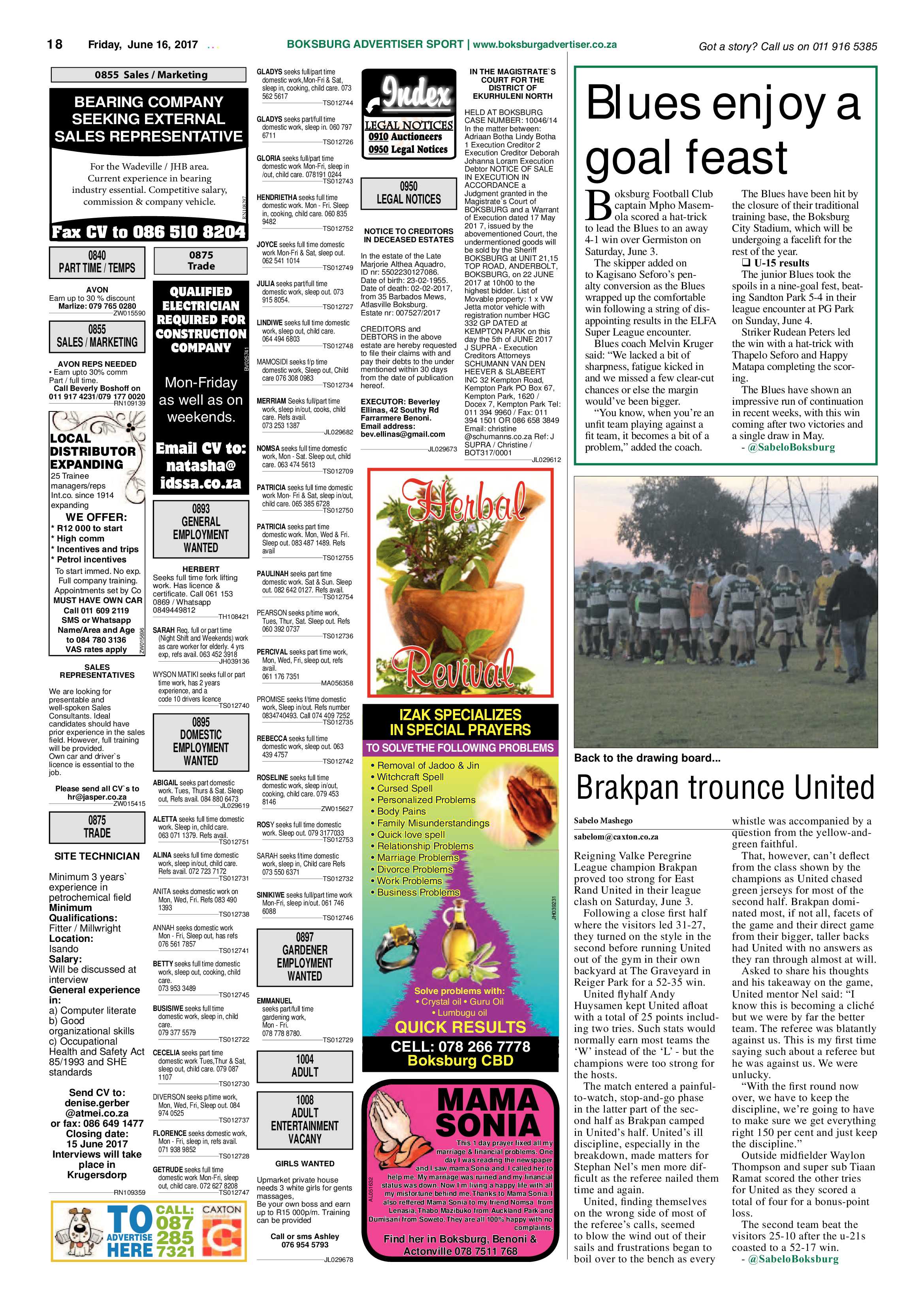 Boksburg Advertiser 13 June 2017 page 18