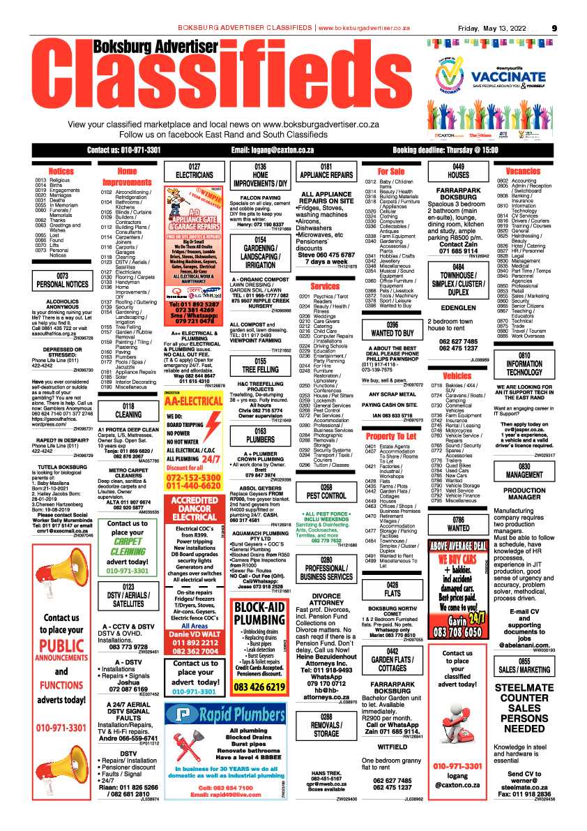 Boksburg Advertiser 13 May 2022 page 9