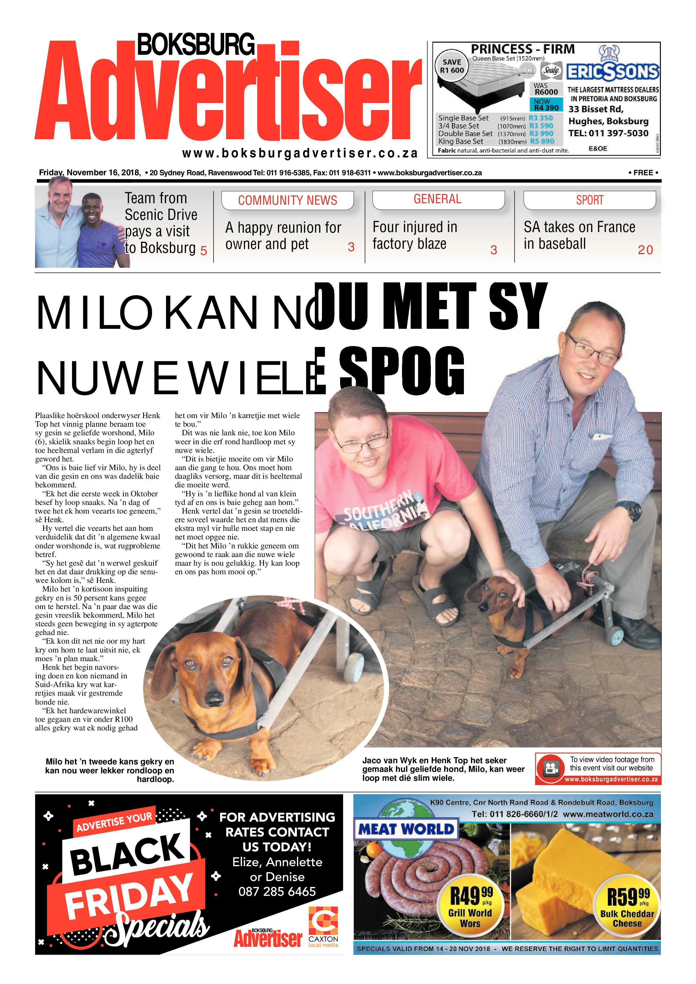 Boksburg Advertiser 13 November 2018 page 1