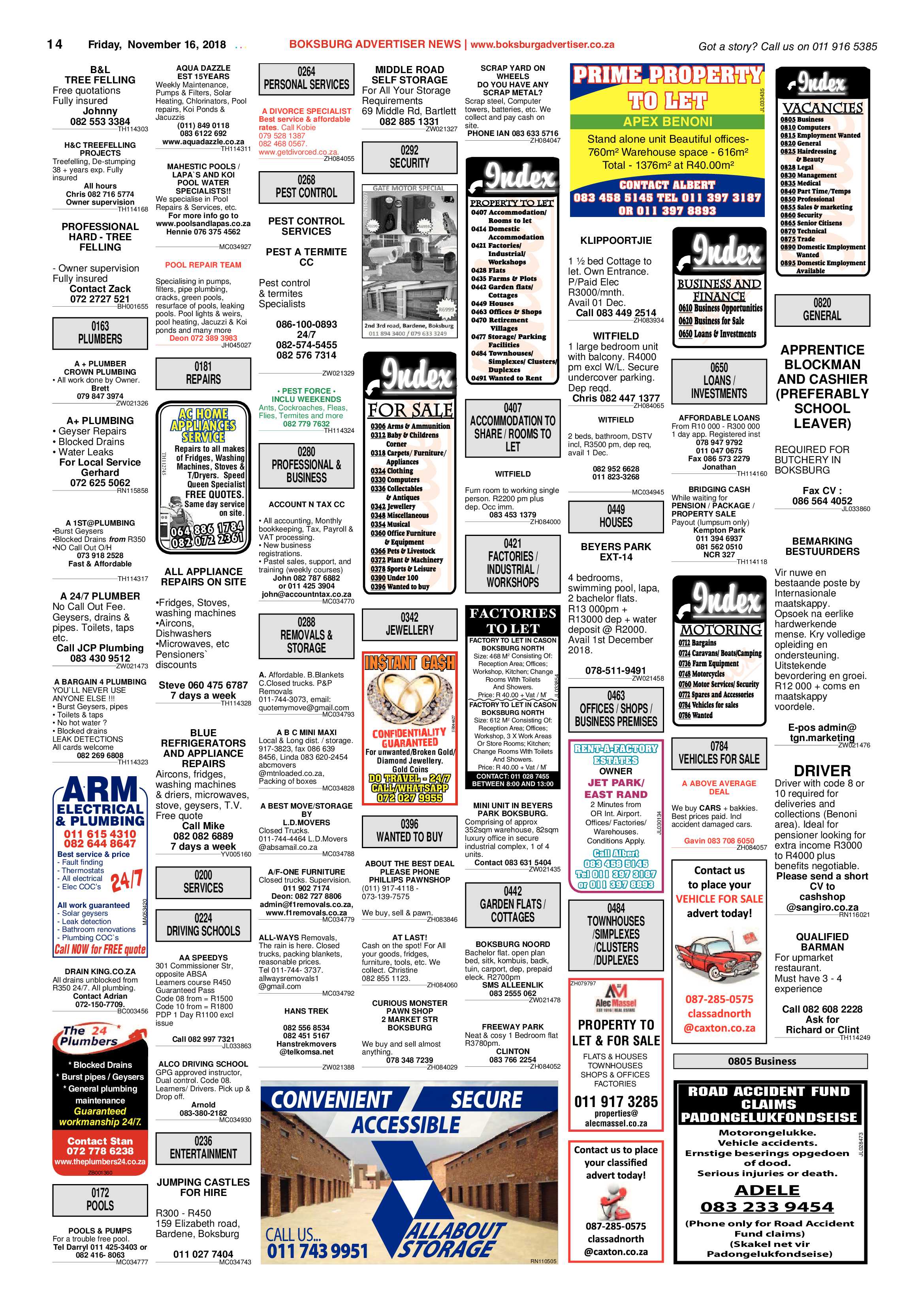Boksburg Advertiser 13 November 2018 page 14