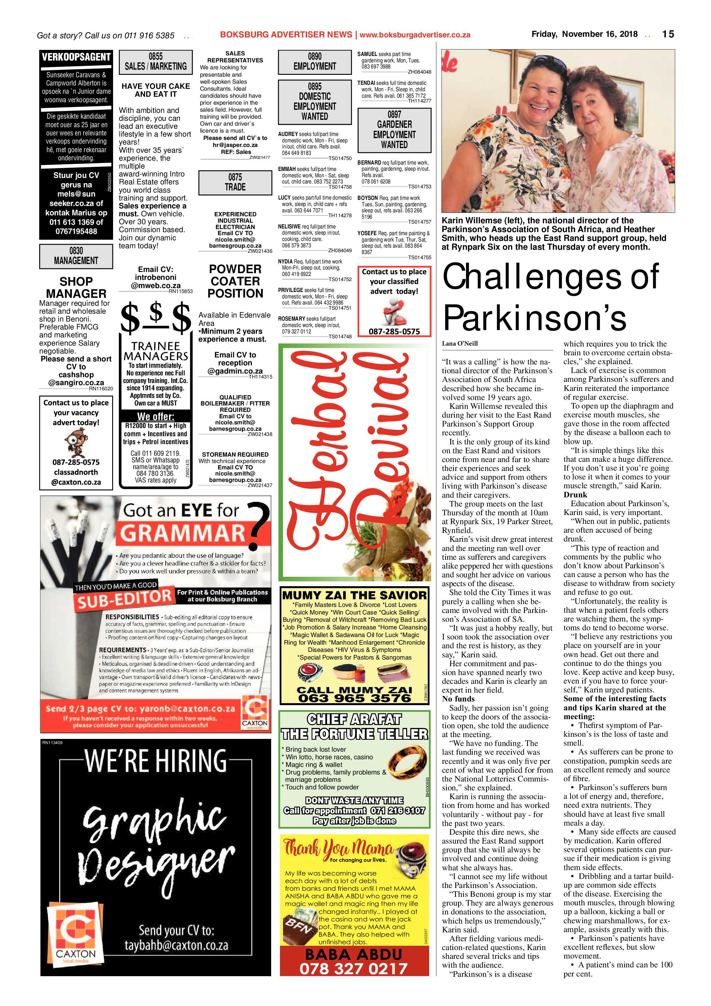 Boksburg Advertiser 13 November 2018 page 15