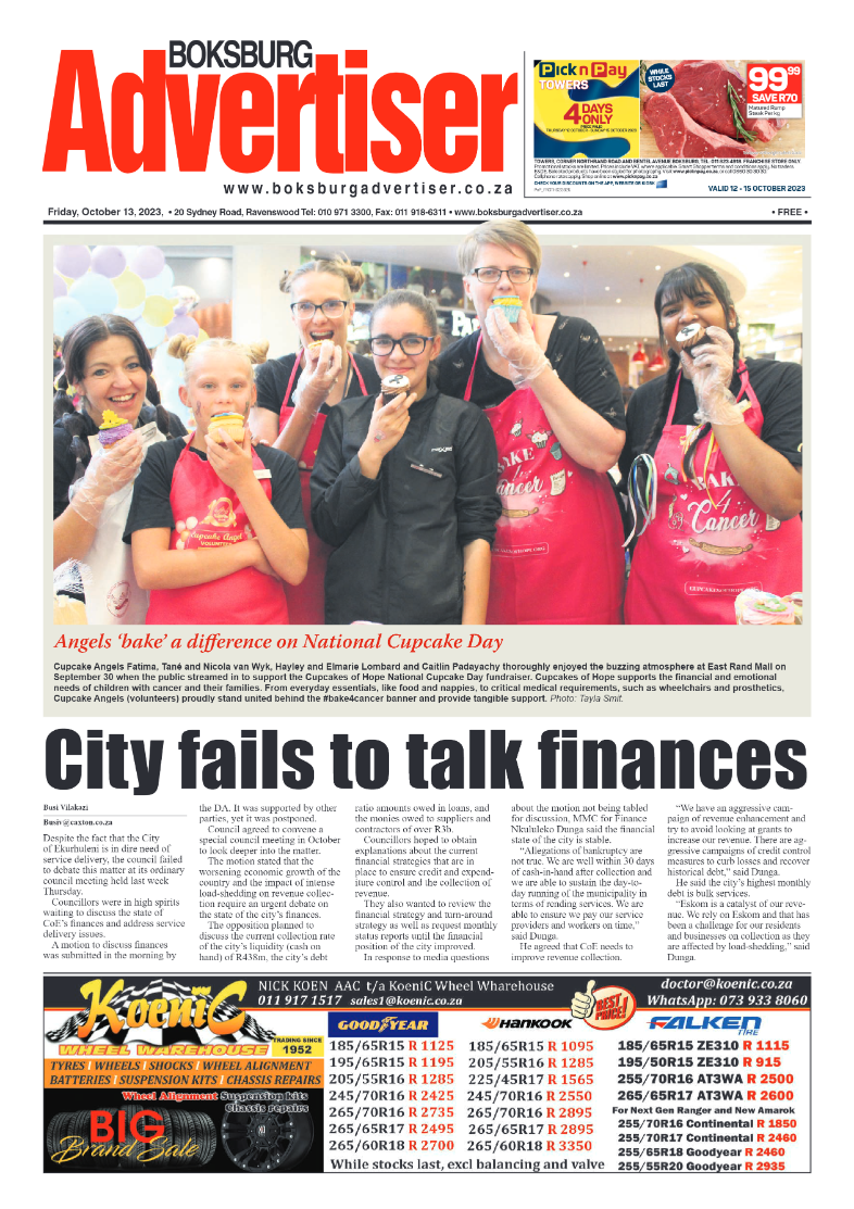 Boksburg Advertiser 13 October 2023 page 1