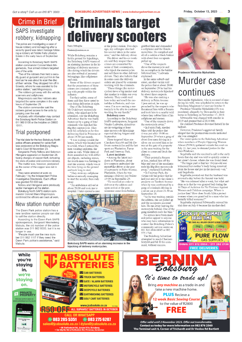 Boksburg Advertiser 13 October 2023 page 3