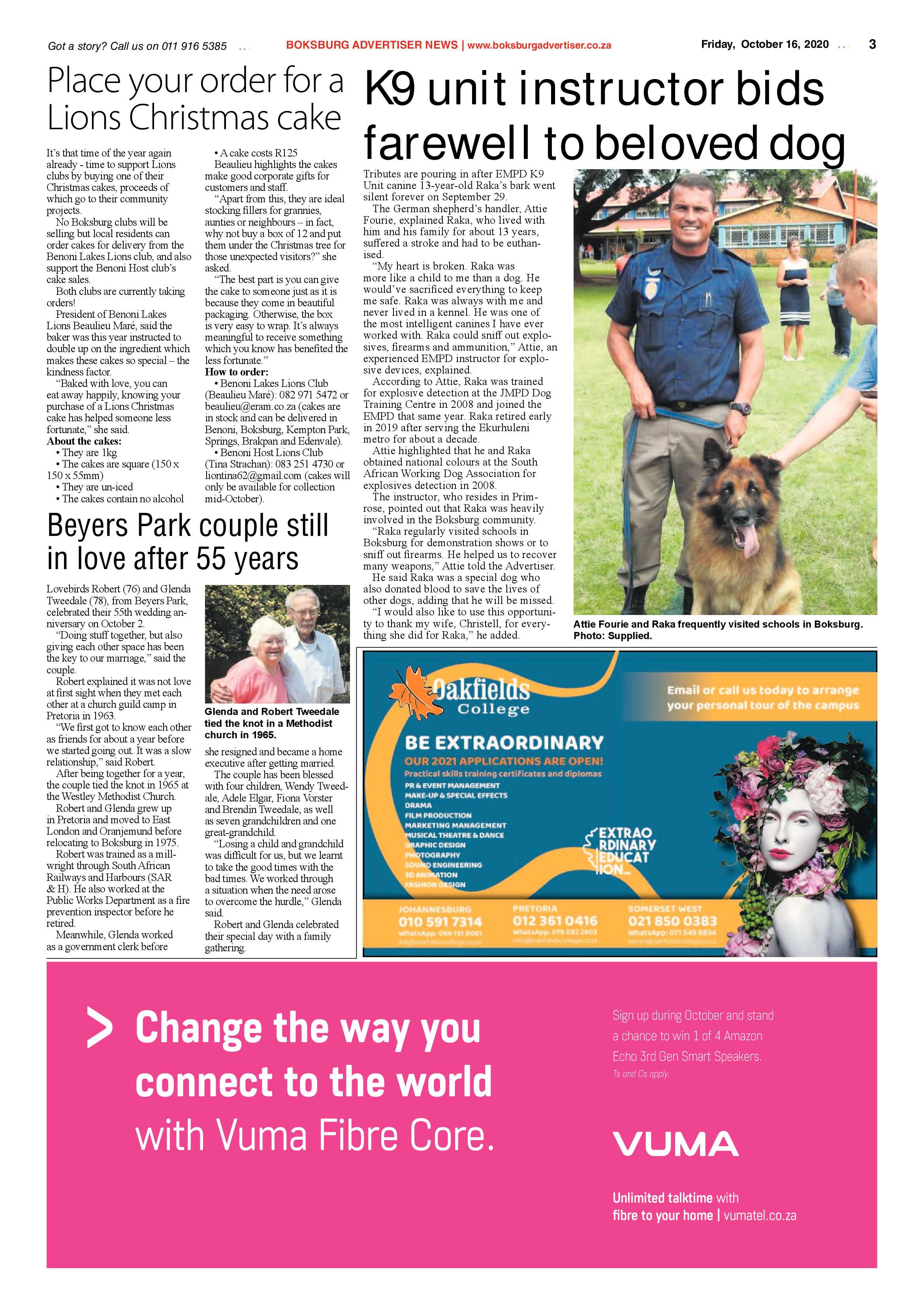 Boksburg Advertiser 13 October  2020 page 3