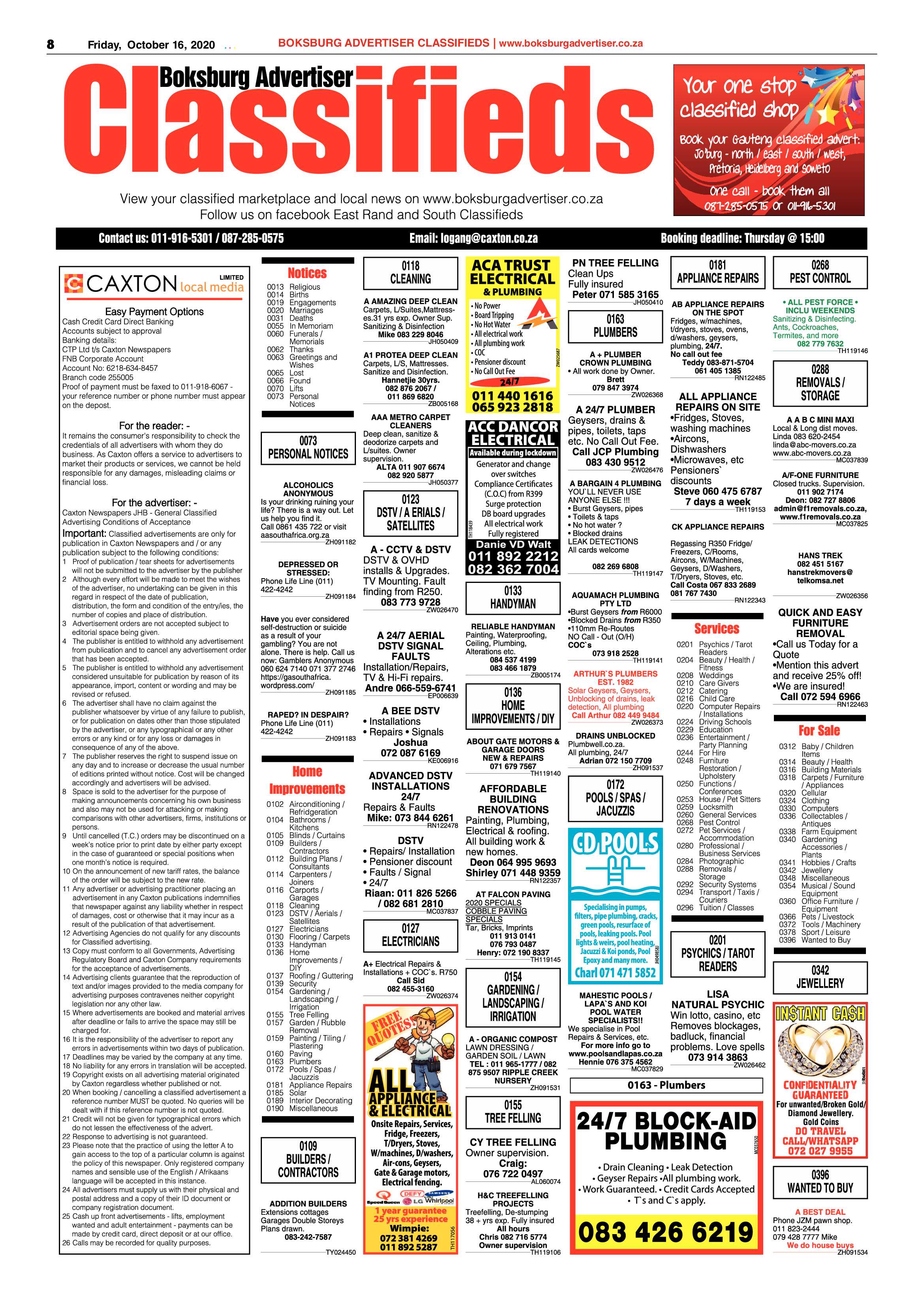 Boksburg Advertiser 13 October  2020 page 8
