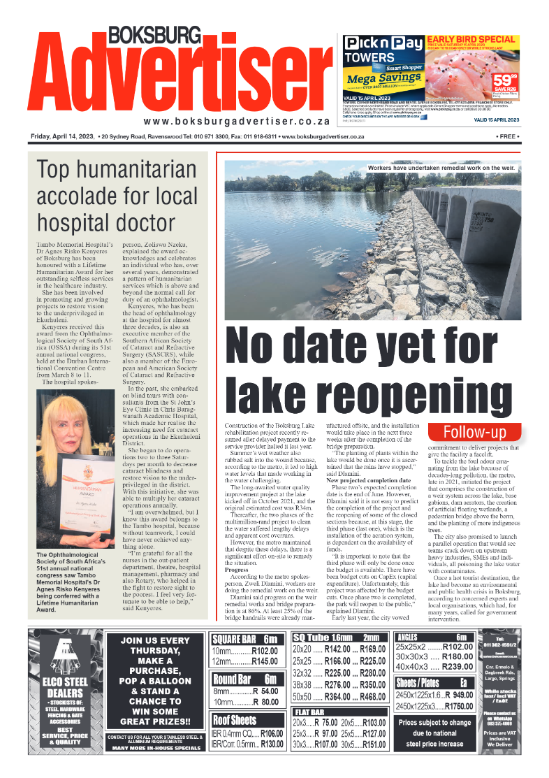 Boksburg Advertiser 14 April 2023 page 1