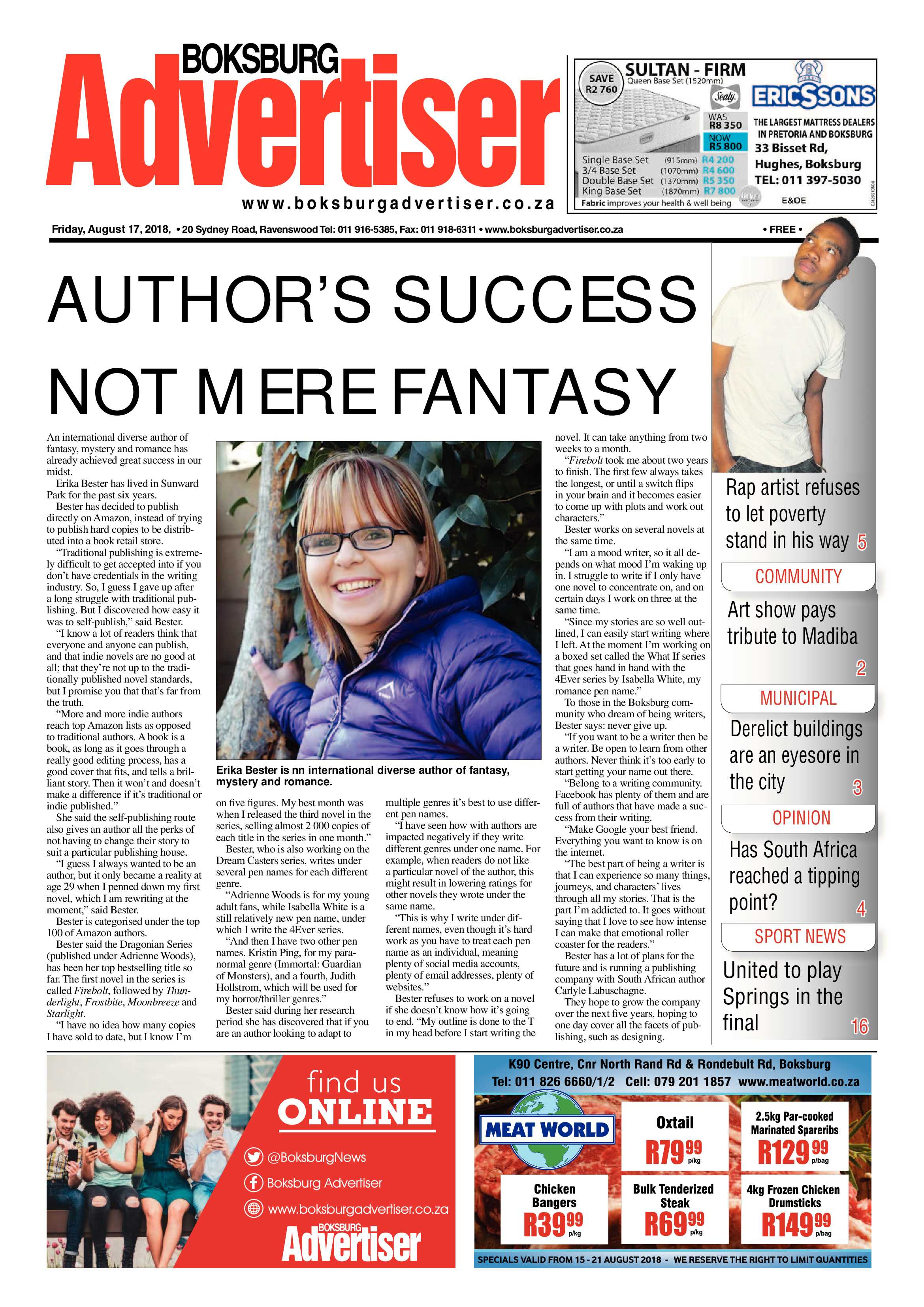 Boksburg Advertiser 14 August 2018 page 1
