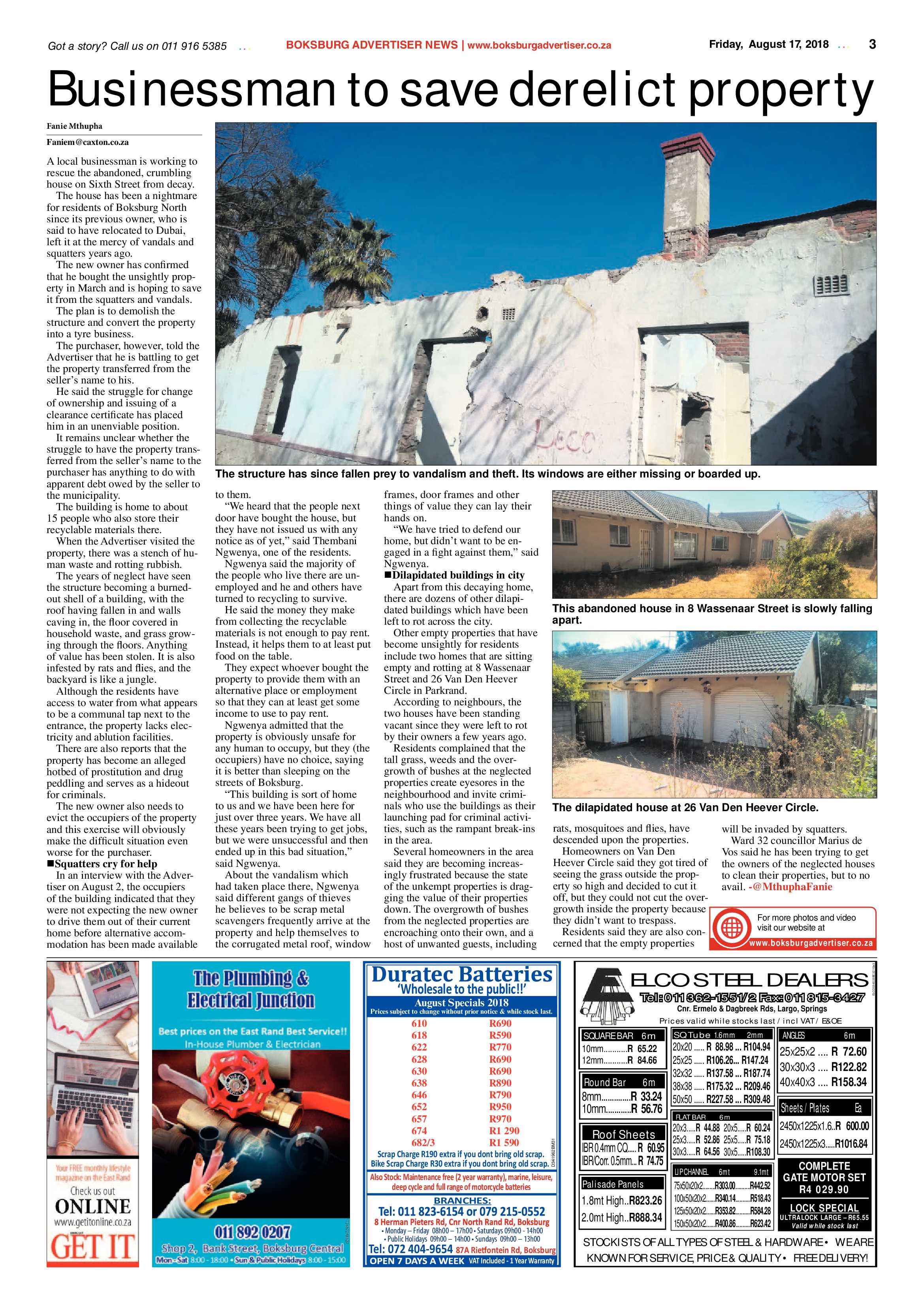 Boksburg Advertiser 14 August 2018 page 3