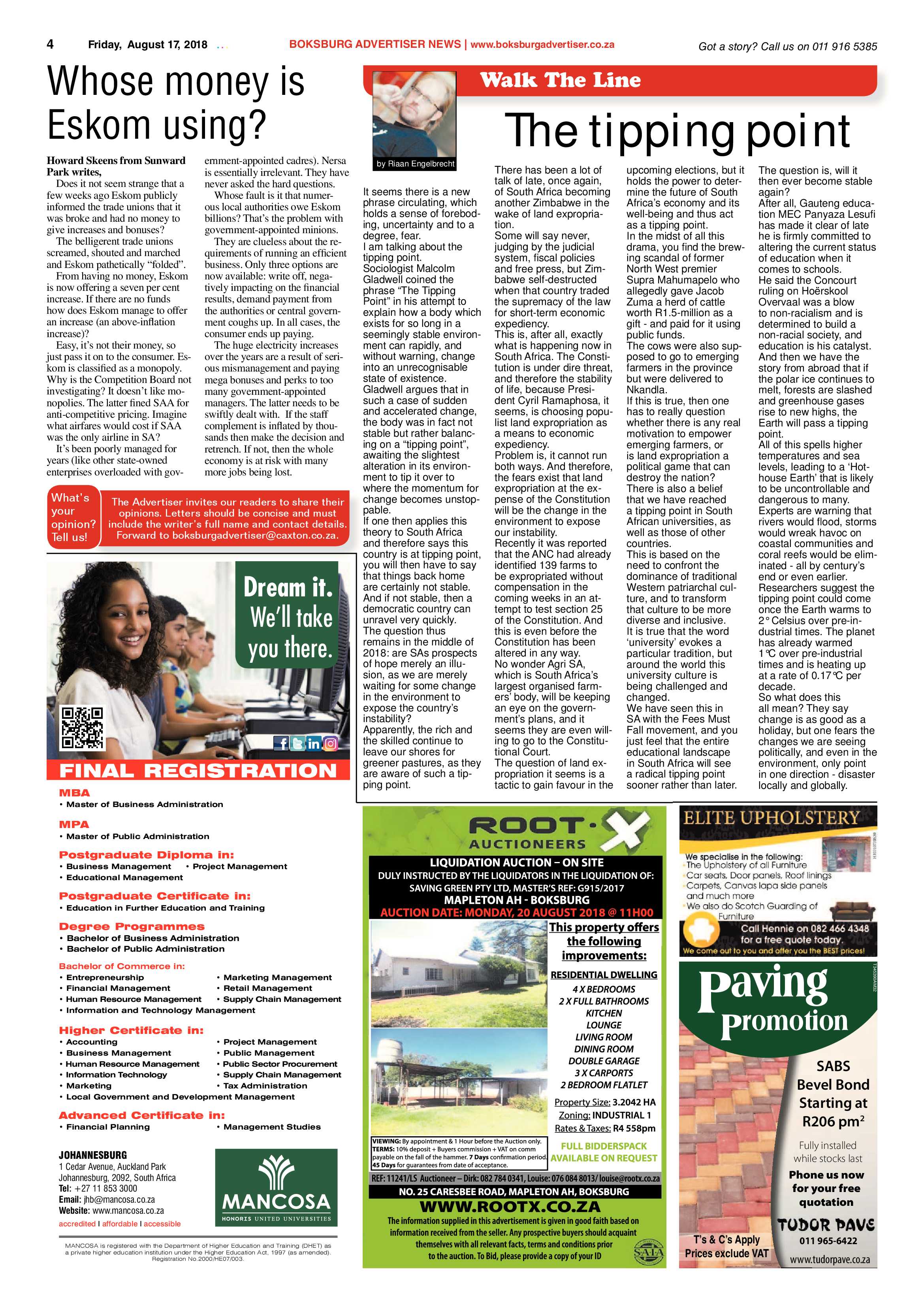 Boksburg Advertiser 14 August 2018 page 4