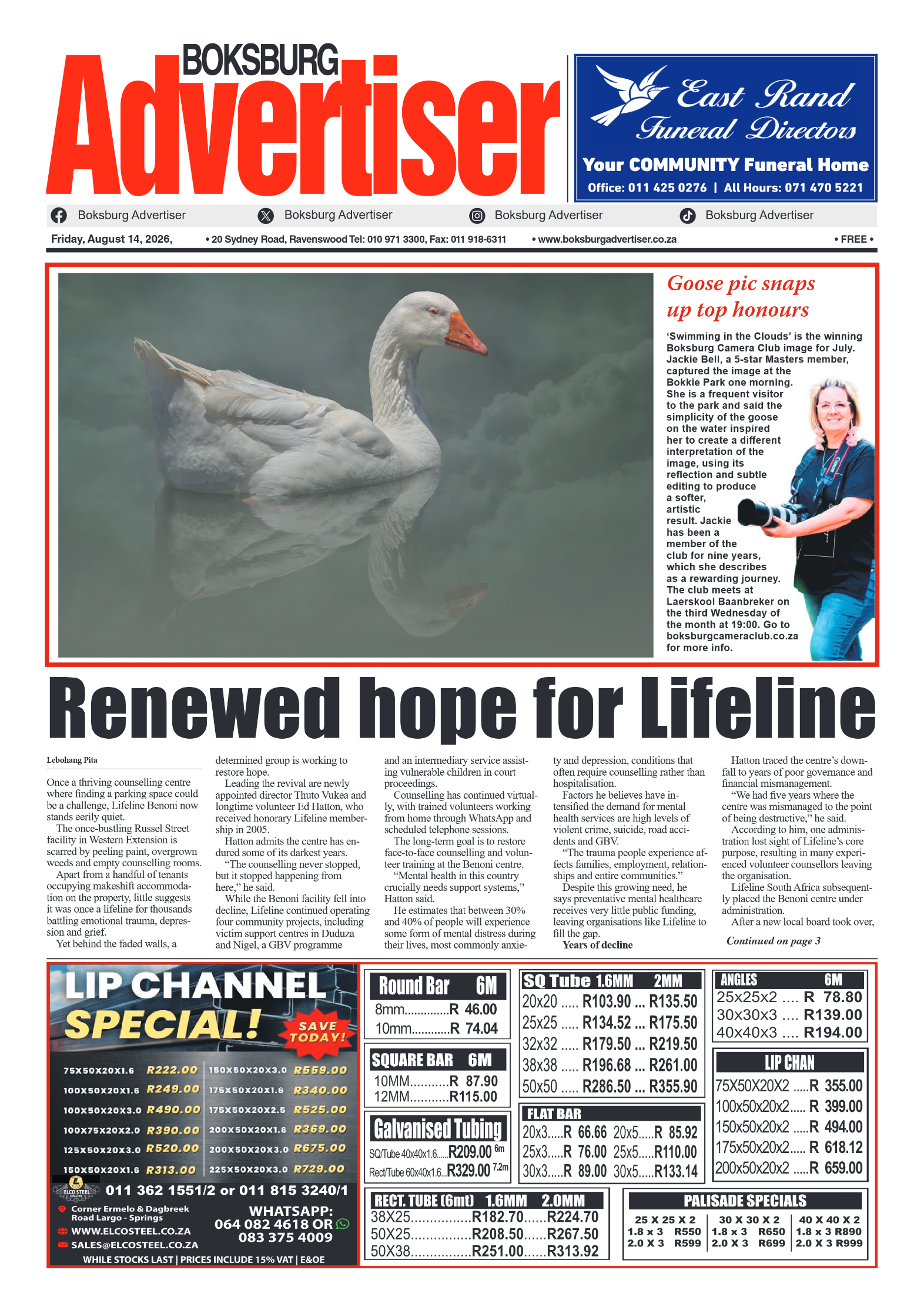 Boksburg Advertiser 14 August 2026 page 1
