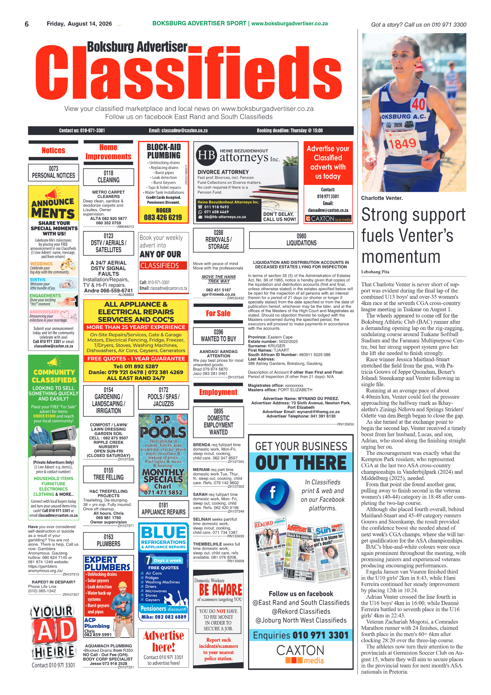 Boksburg Advertiser 14 August 2026 page 6