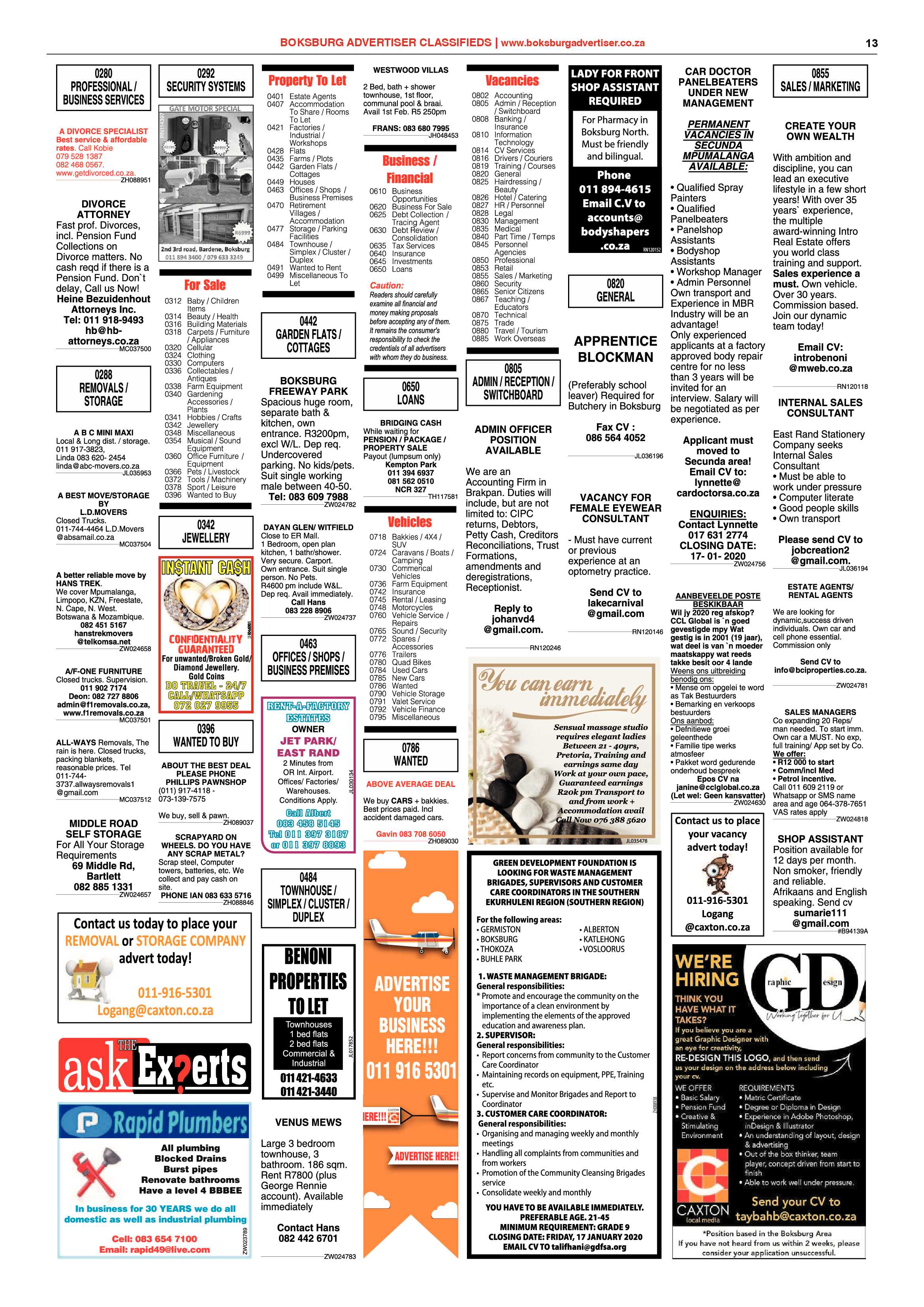Boksburg Advertiser 14 January 2020 page 13