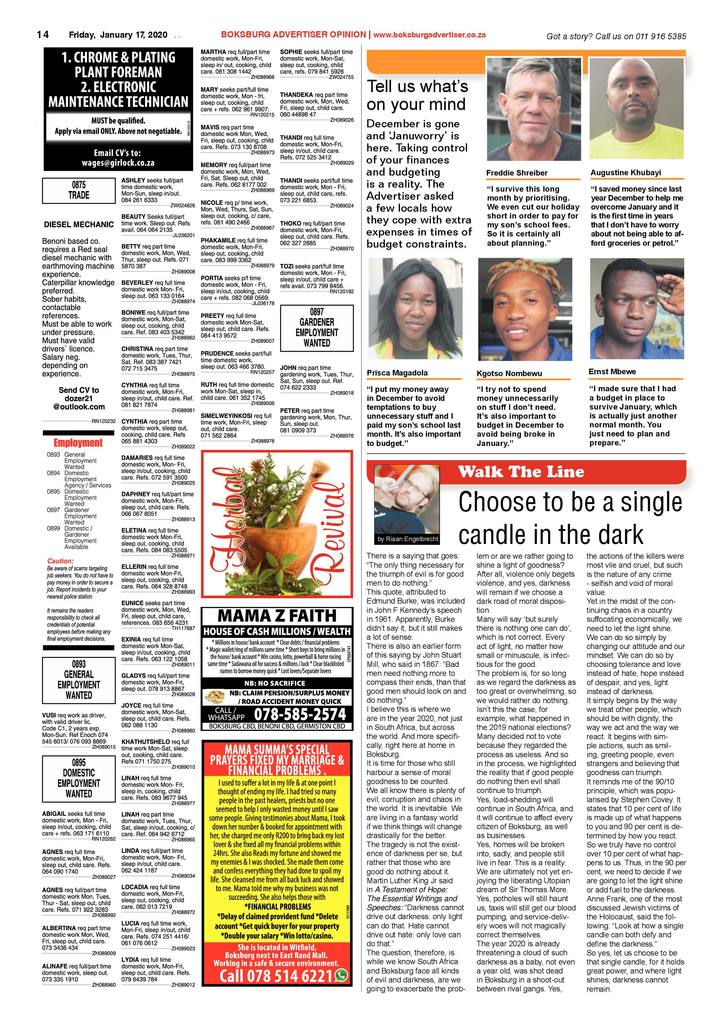 Boksburg Advertiser 14 January 2020 page 14
