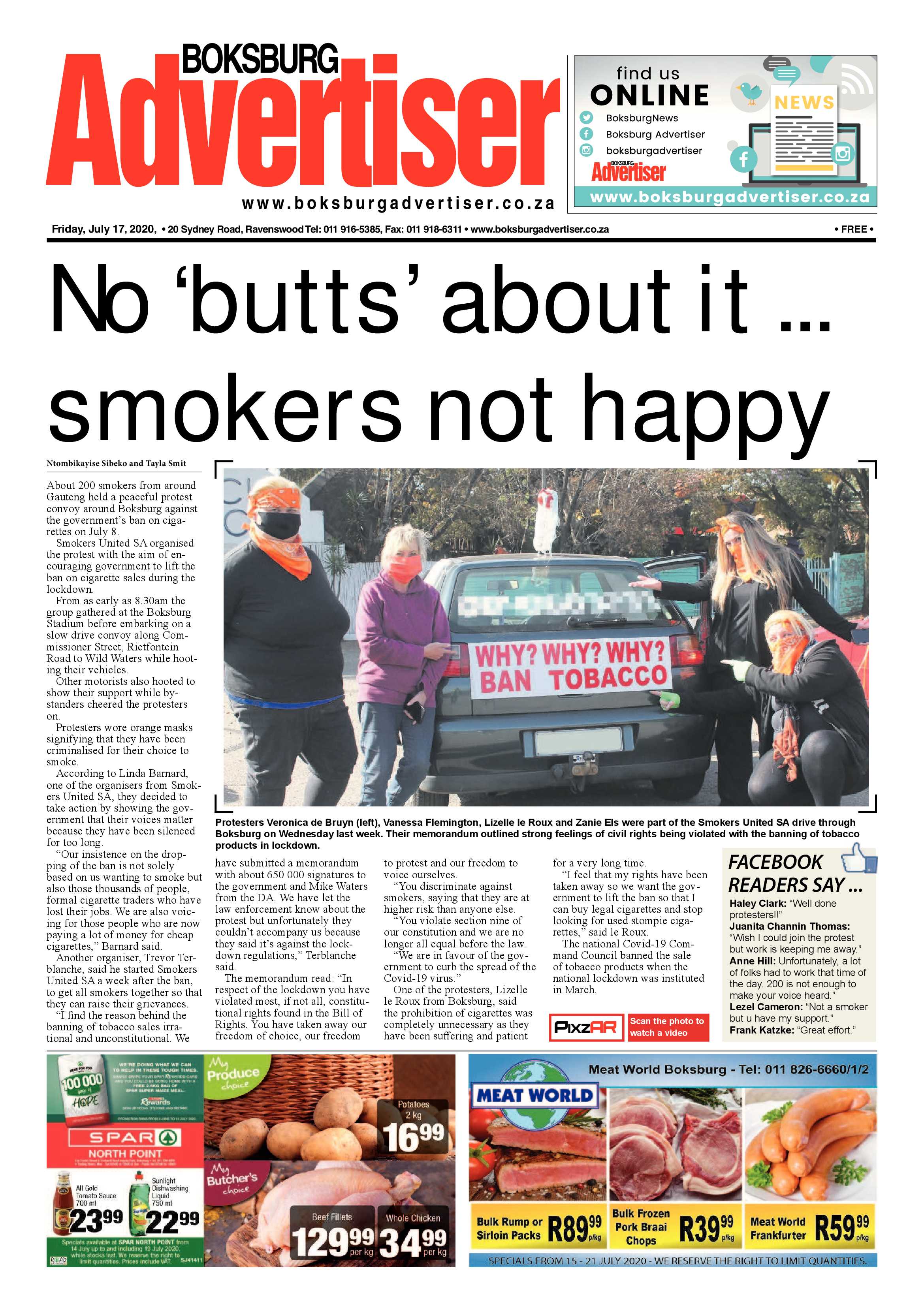 Boksburg Advertiser 14 July 2020 page 1