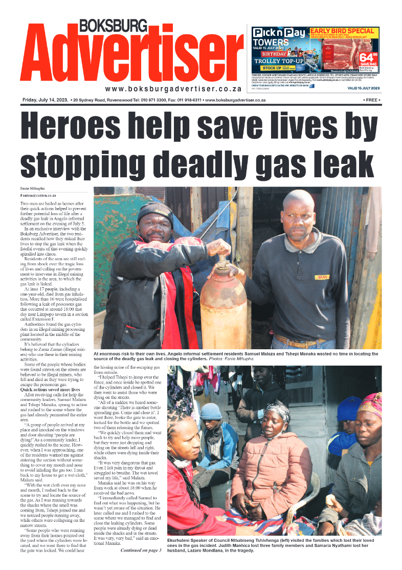 Boksburg Advertiser 14 July 2023 page 1