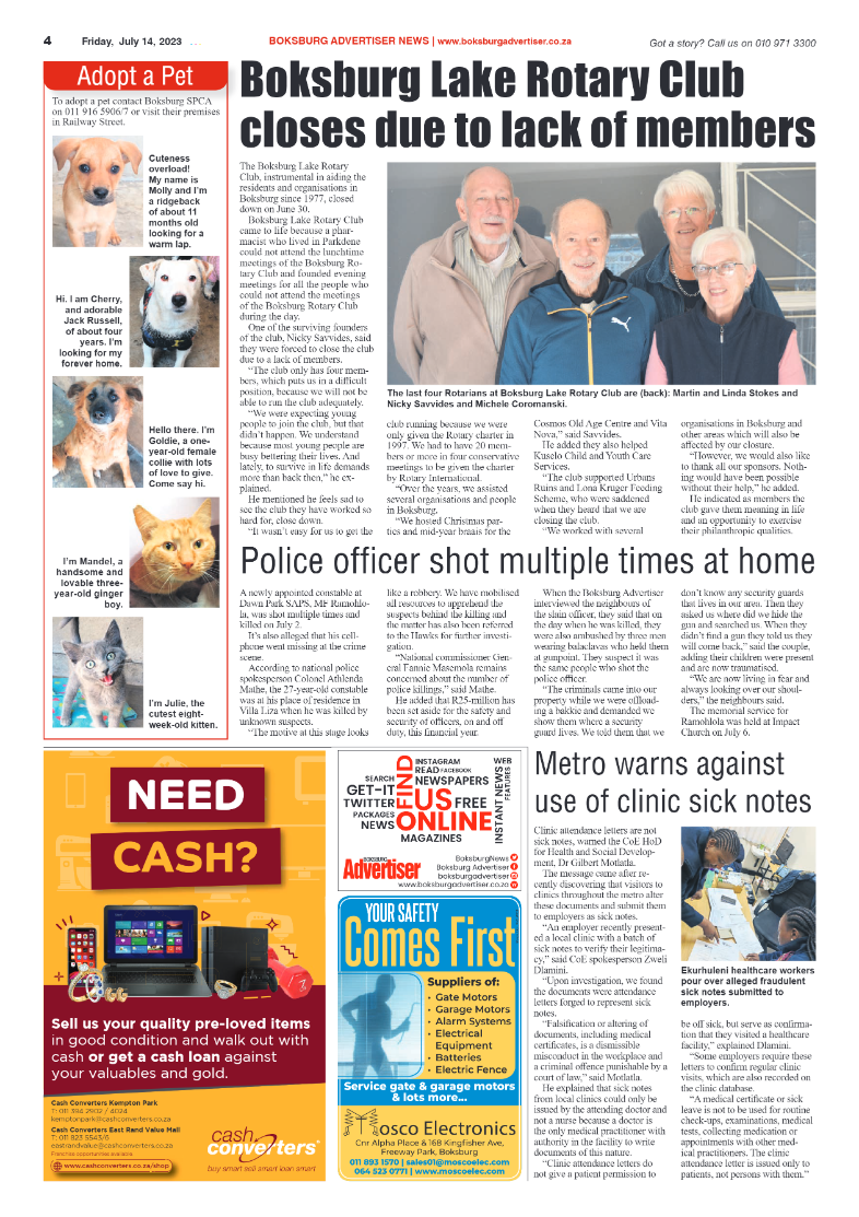 Boksburg Advertiser 14 July 2023 page 4