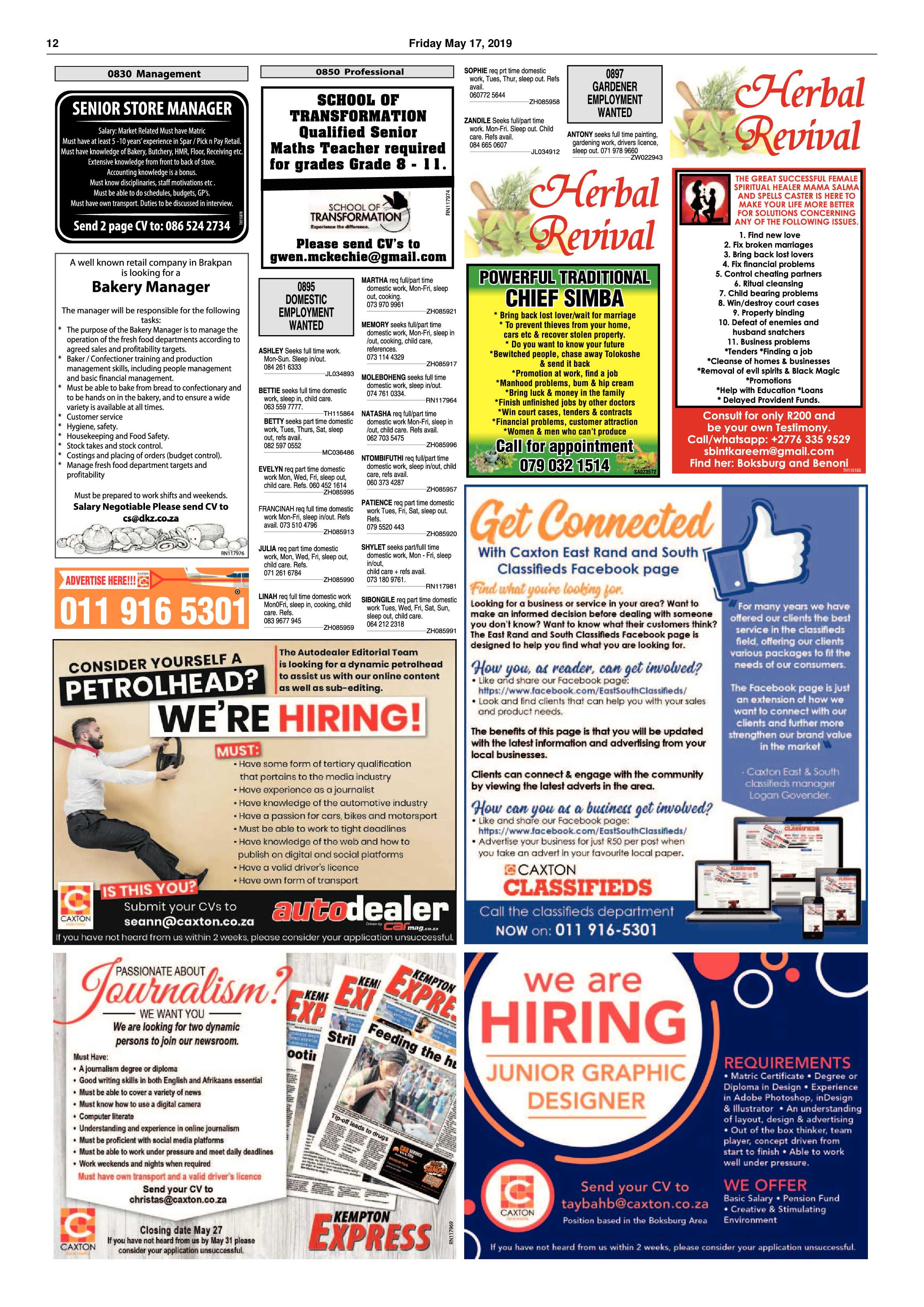 Boksburg Advertiser 14 May 2019 page 12