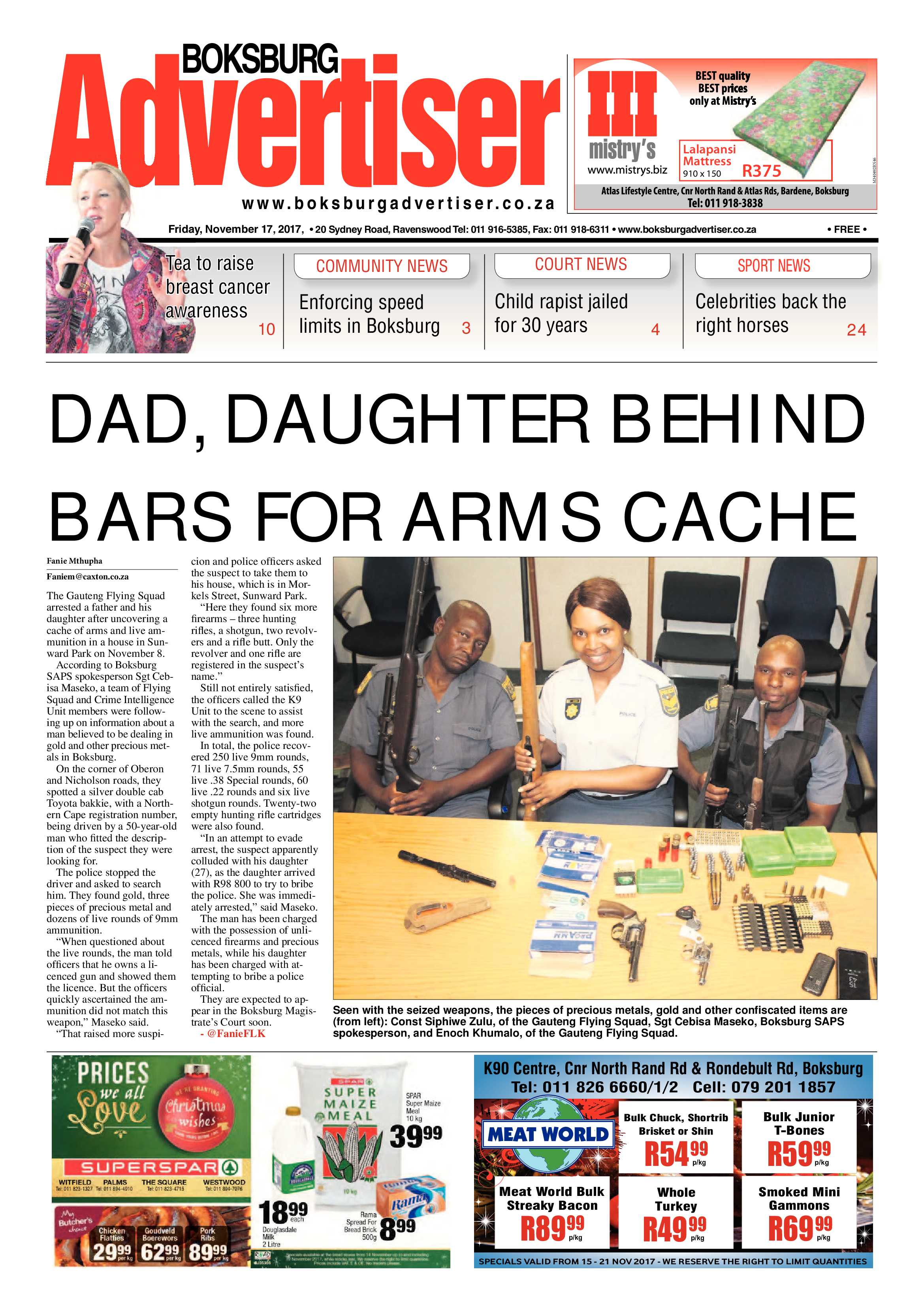 Boksburg Advertiser 14 November 2017 page 1
