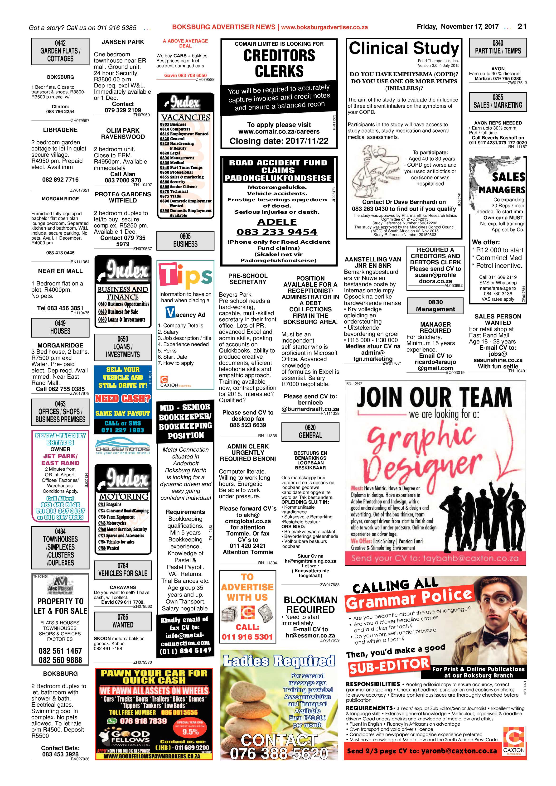 Boksburg Advertiser 14 November 2017 page 21