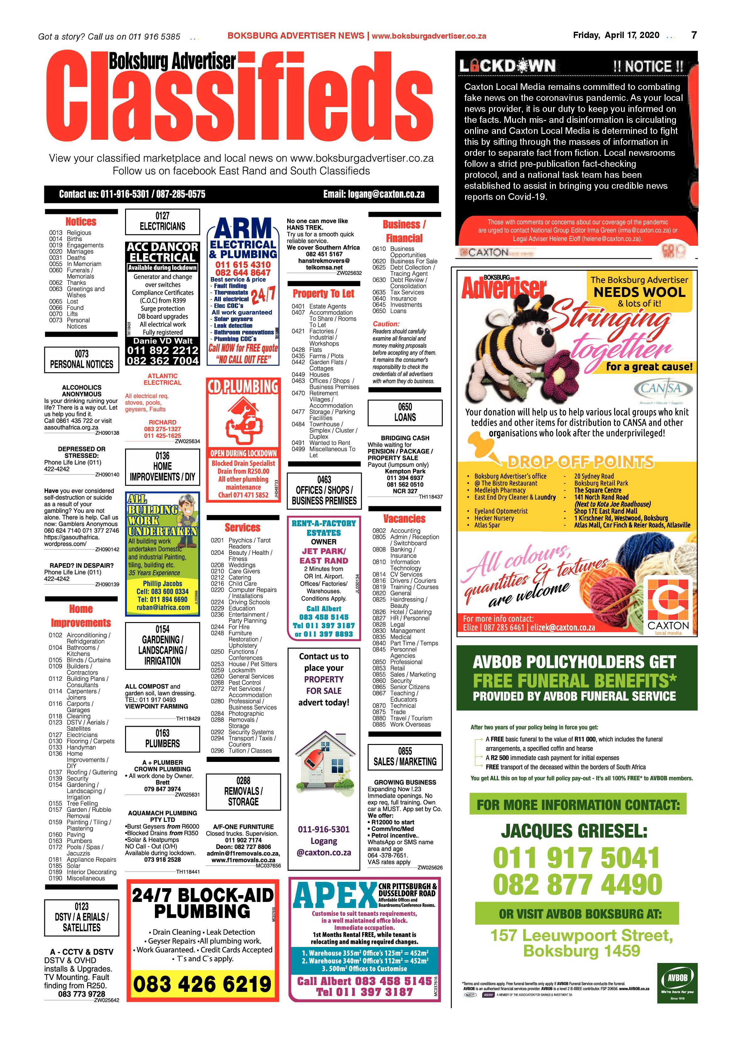 Boksburg Advertiser 15 April 2020 page 7