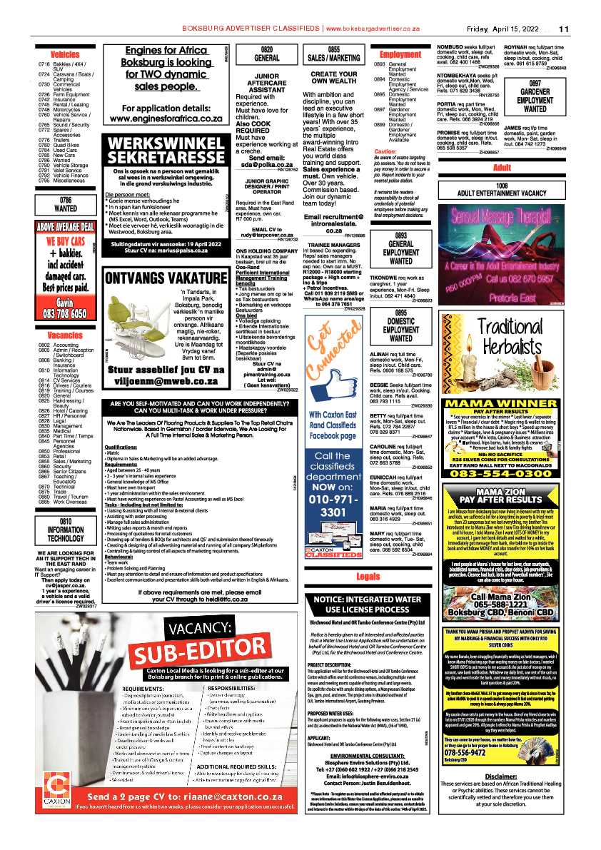 Boksburg Advertiser 15 April 2022 page 11