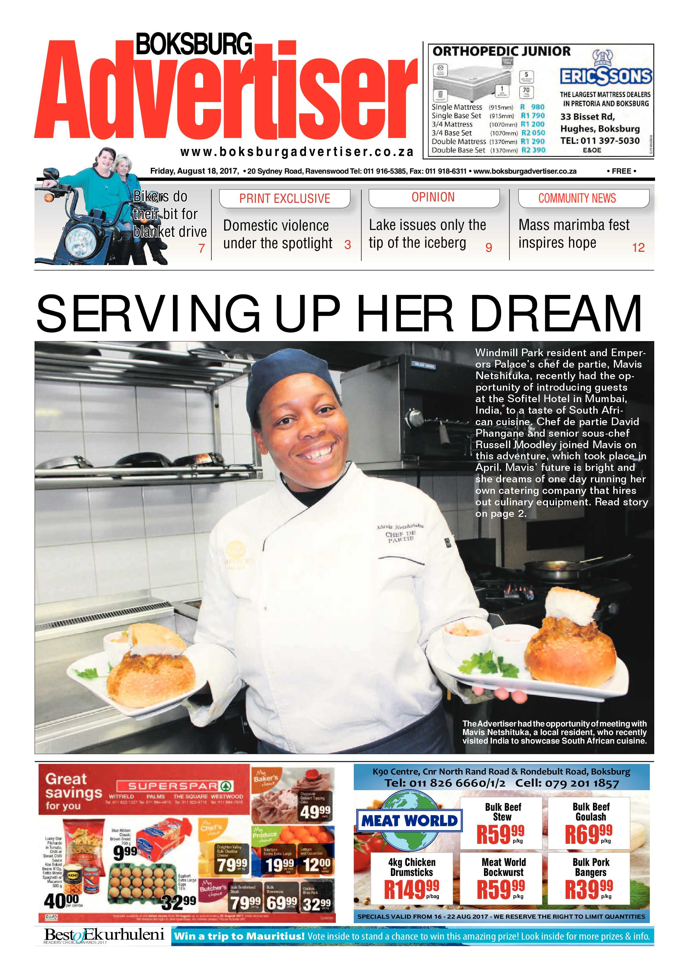 Boksburg Advertiser 15 August 2017 page 1