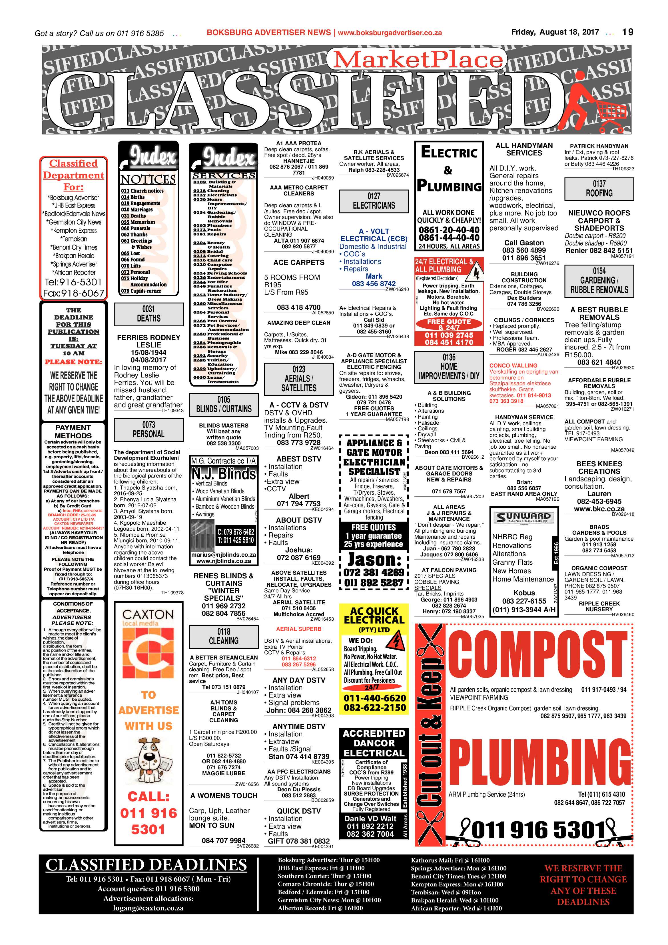 Boksburg Advertiser 15 August 2017 page 19