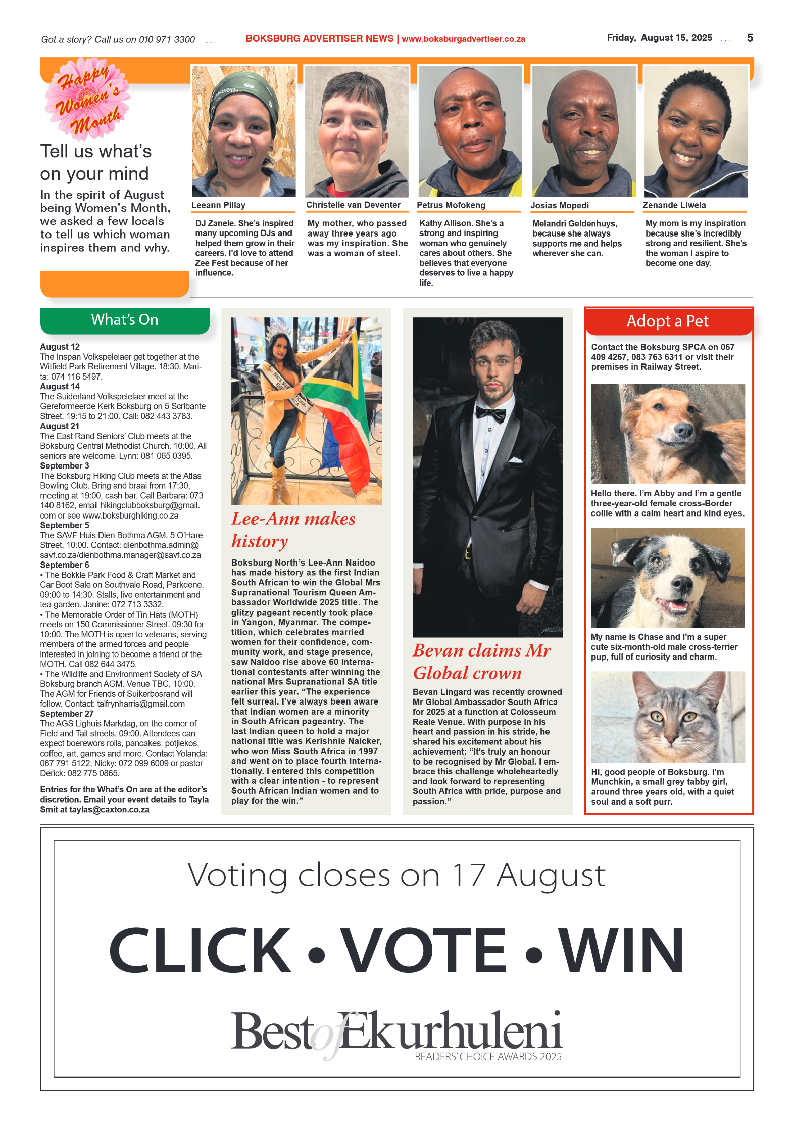 Boksburg Advertiser 15 August 2025 page 7
