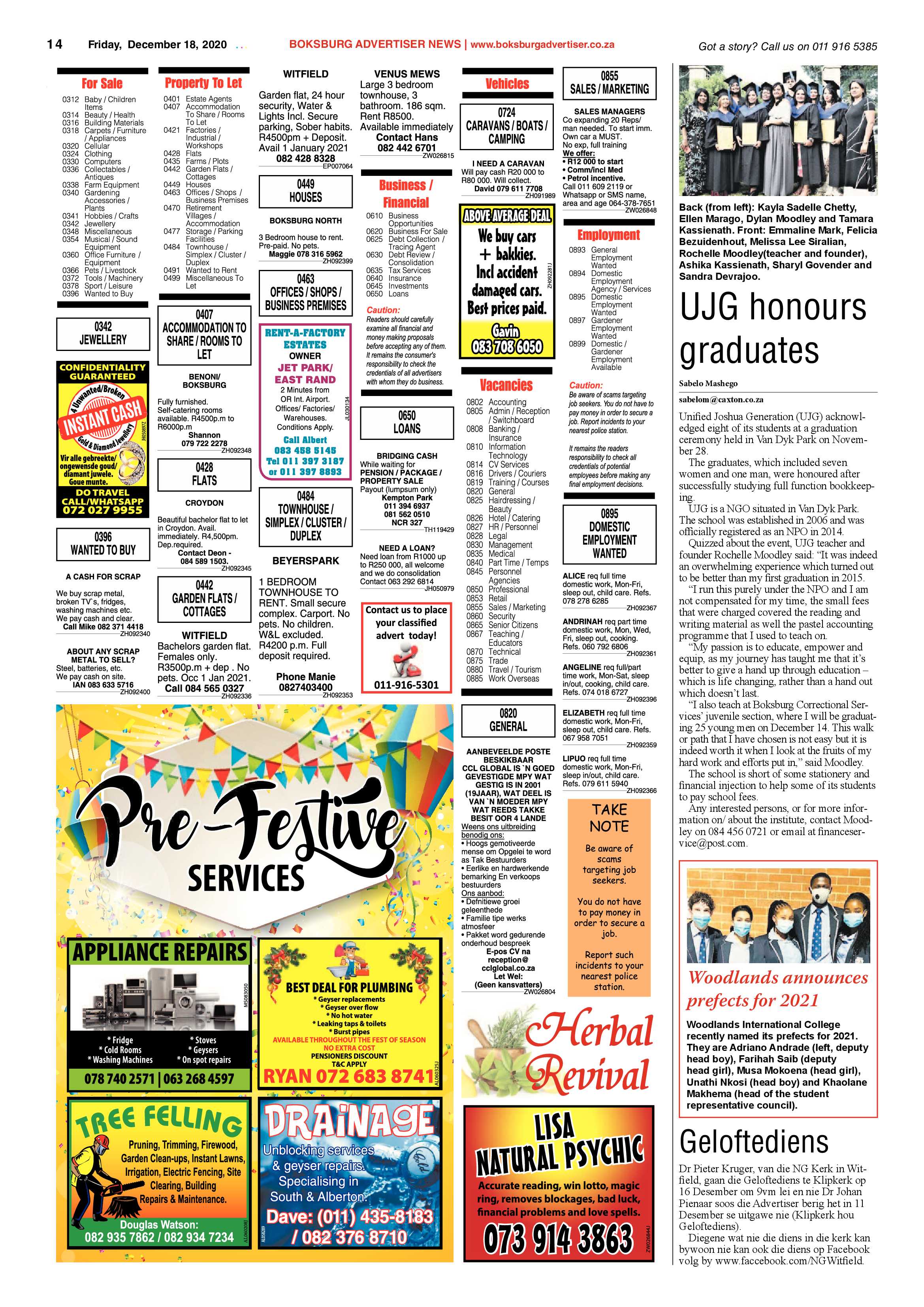 Boksburg Advertiser 15 December  2020 page 14