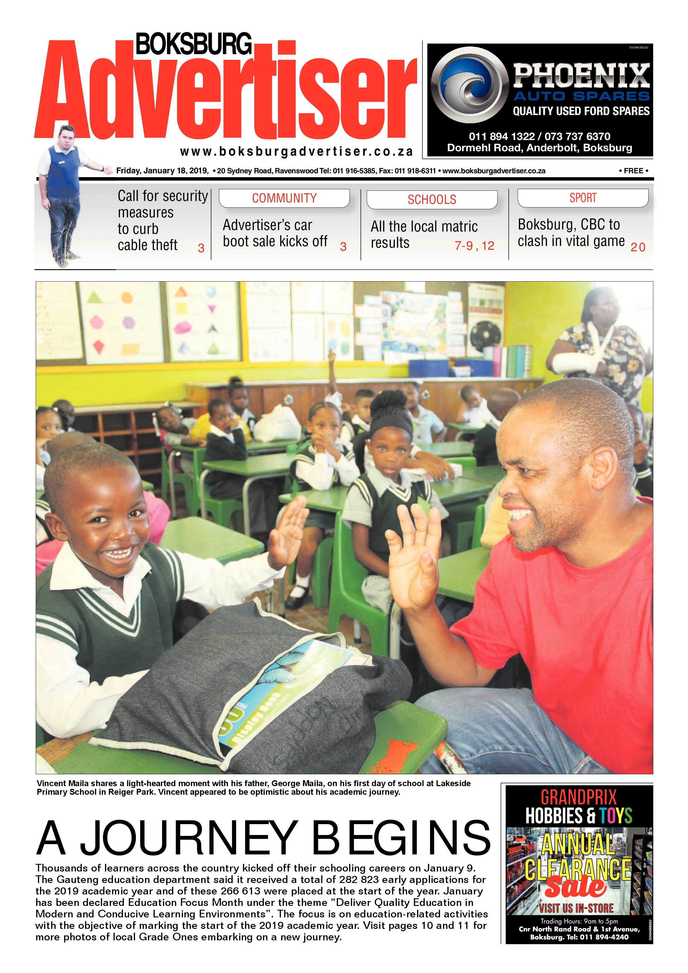 Boksburg Advertiser 15 January 2019 page 1