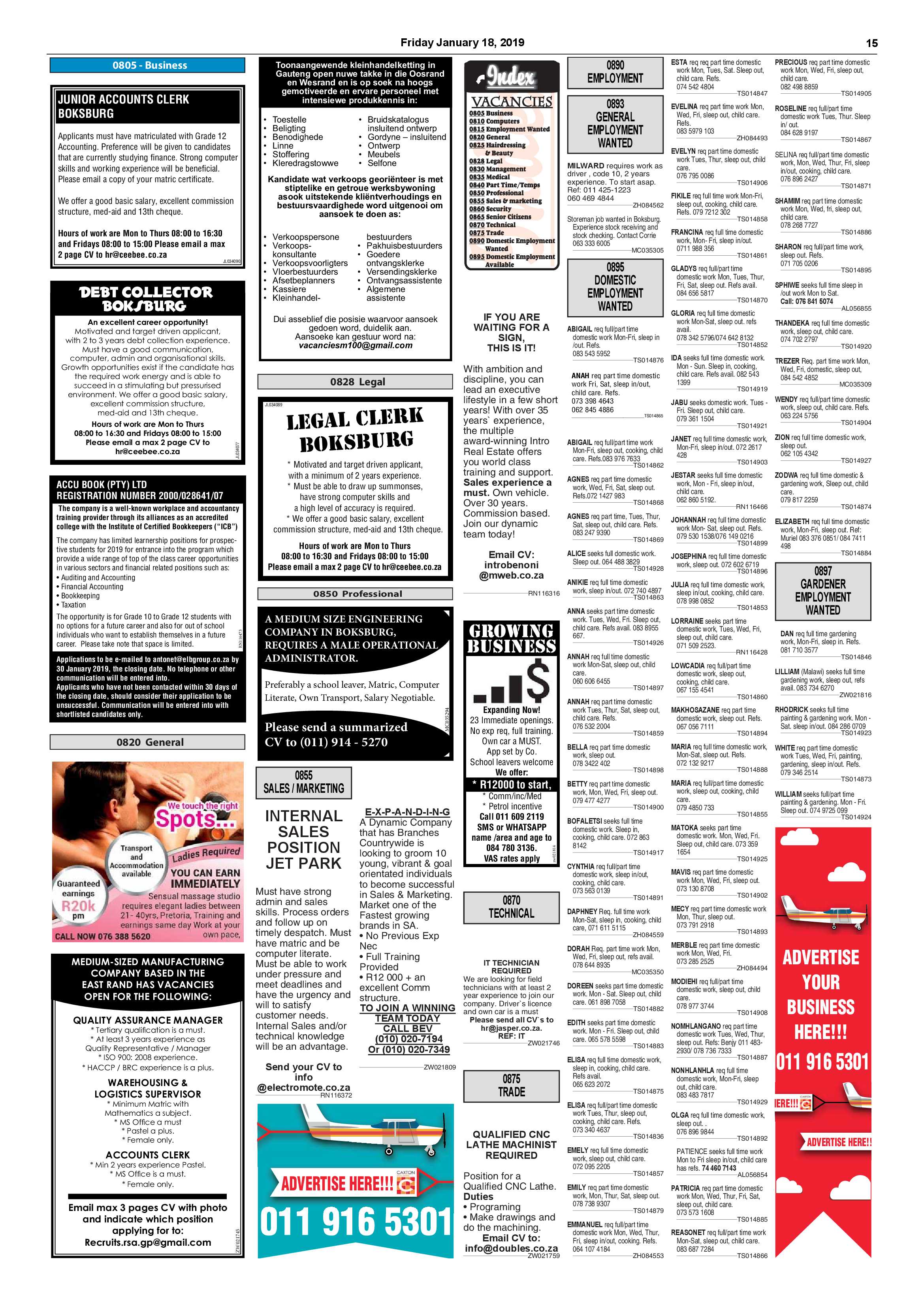 Boksburg Advertiser 15 January 2019 page 15