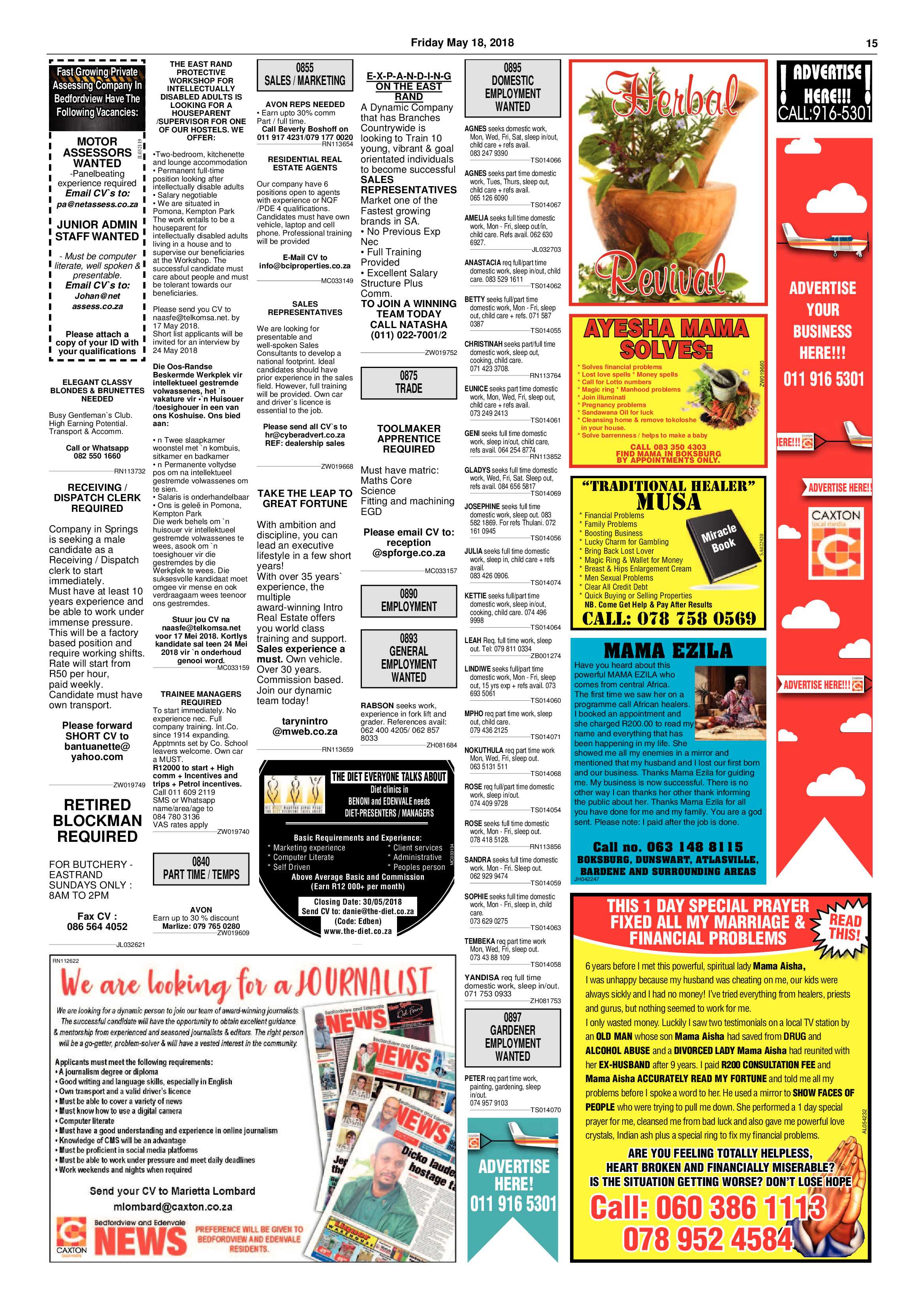 Boksburg Advertiser 15 May 2018 page 15